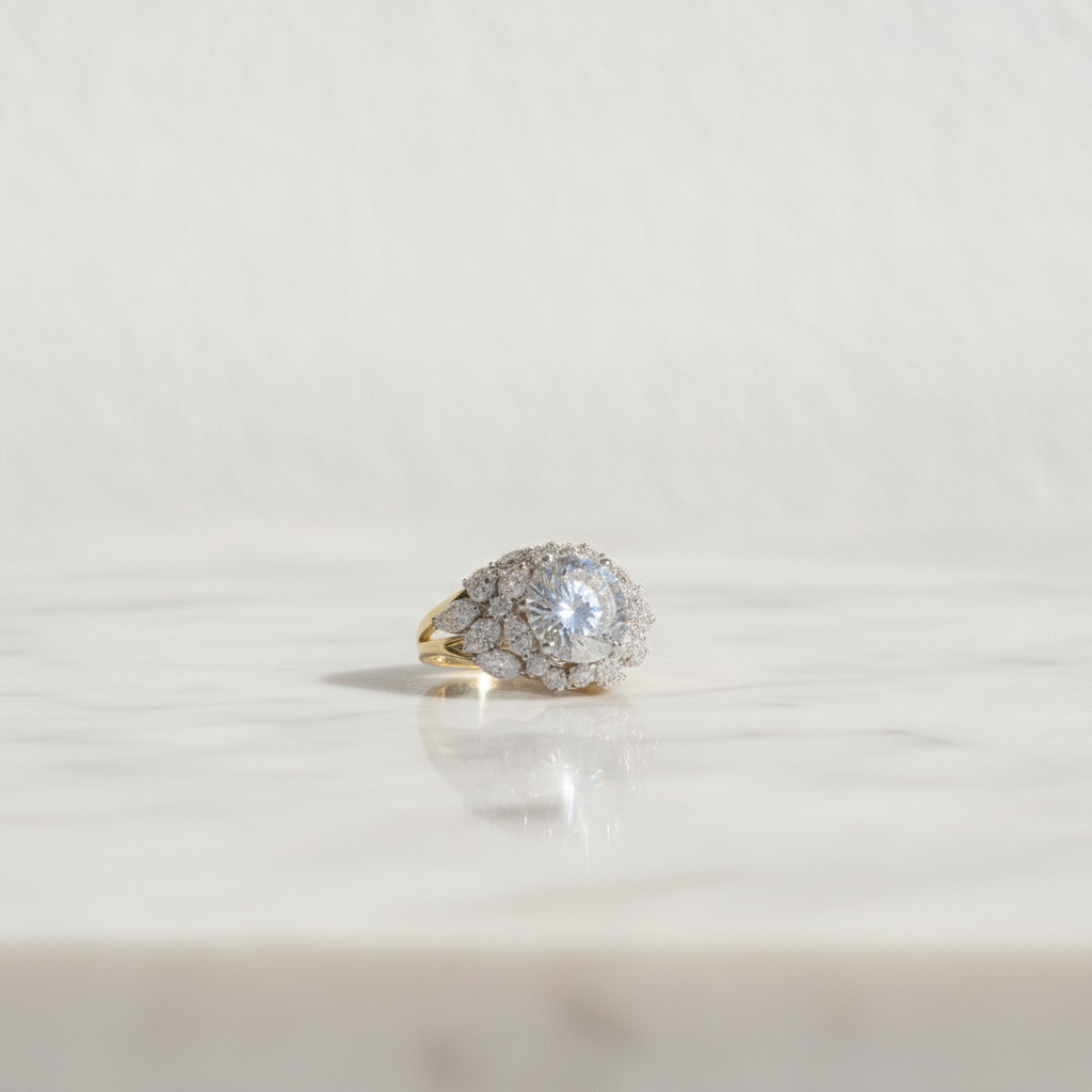 4.26ct. Tw. Round Cut Vvs Moissanite Cluster Engagement Ring Iced Out - Image 5