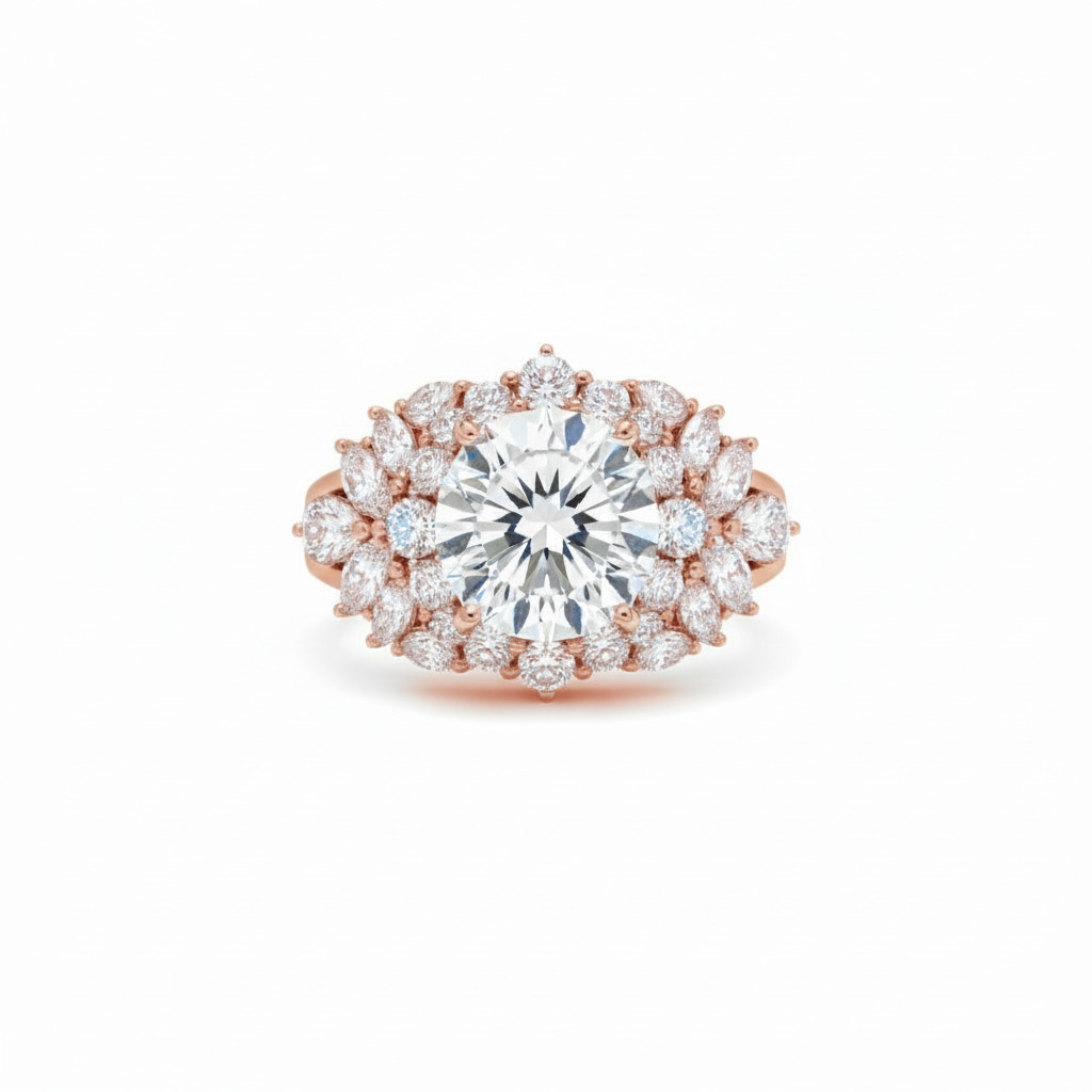 4.26ct. Tw. Round Cut Vvs Moissanite Cluster Engagement Ring Iced Out - Image 6