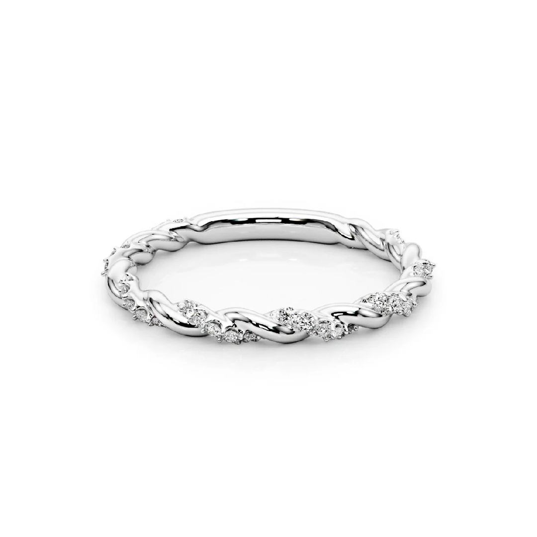1.2ct Round Cut Vvs Moissanite Twisted Wedding Band With Iced Out Shine - Image 3