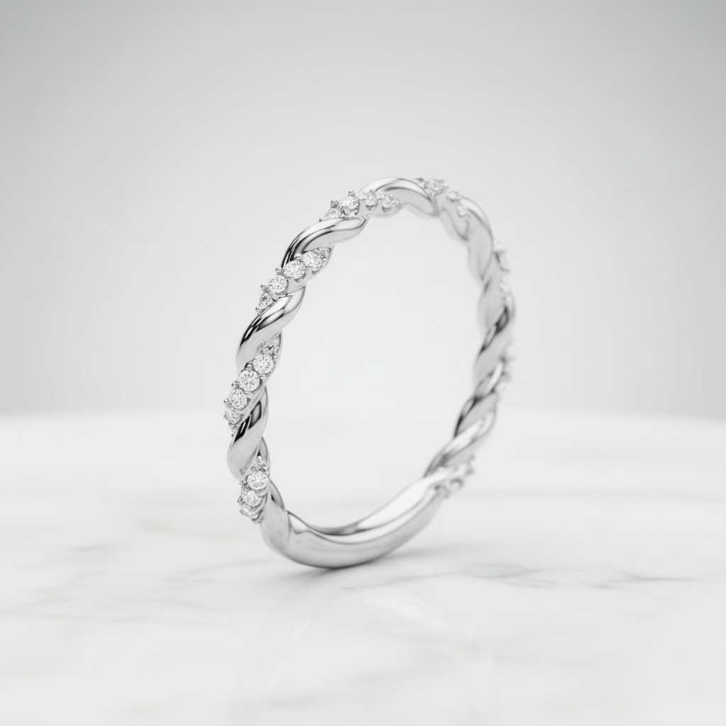 1.2ct Round Cut Vvs Moissanite Twisted Wedding Band With Iced Out Shine - Image 6