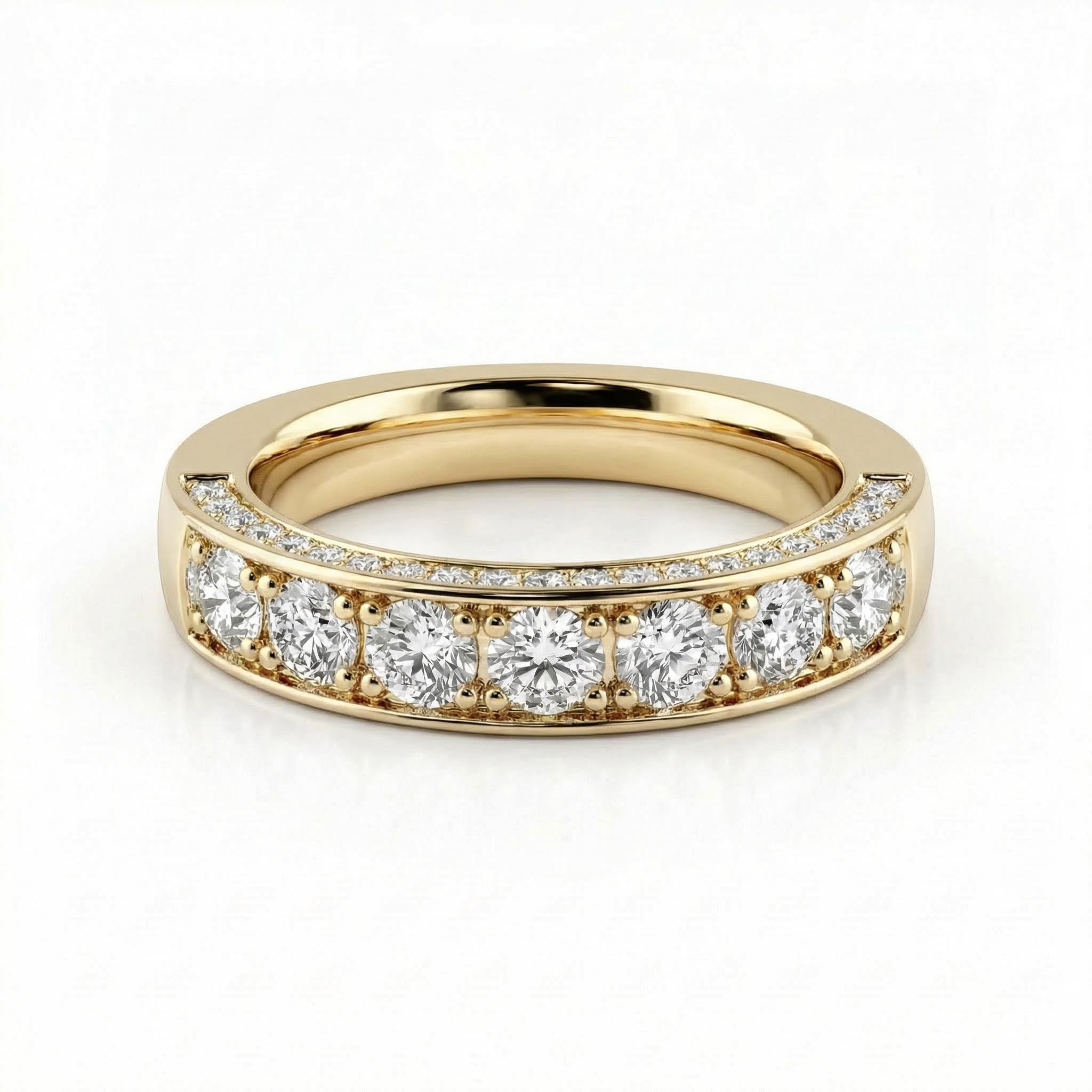 2.46ct. Tw. Round Cut Vvs Moissanite Three Sided Wedding Band Iced Out - Image 4