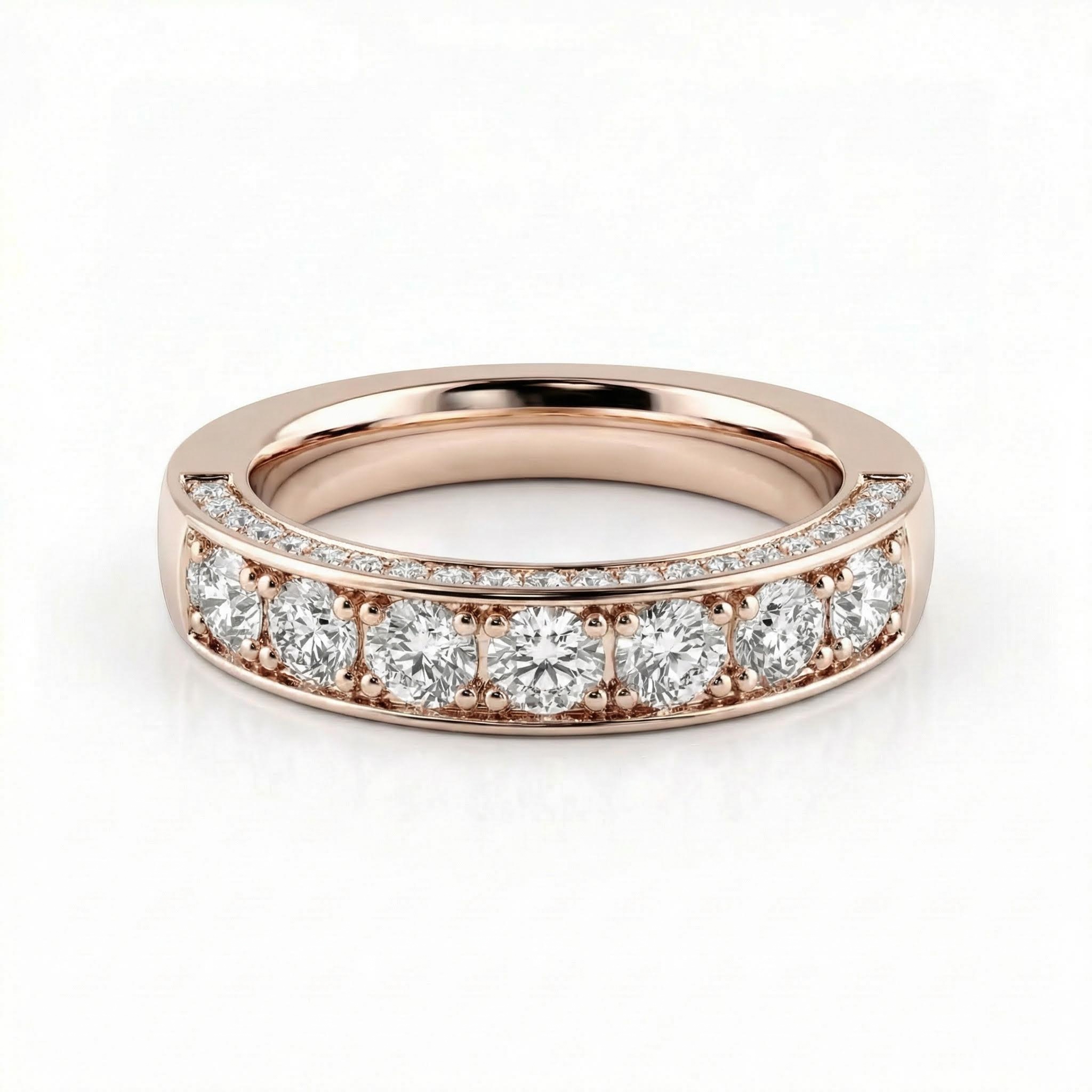 2.46ct. Tw. Round Cut Vvs Moissanite Three Sided Wedding Band Iced Out - Image 5