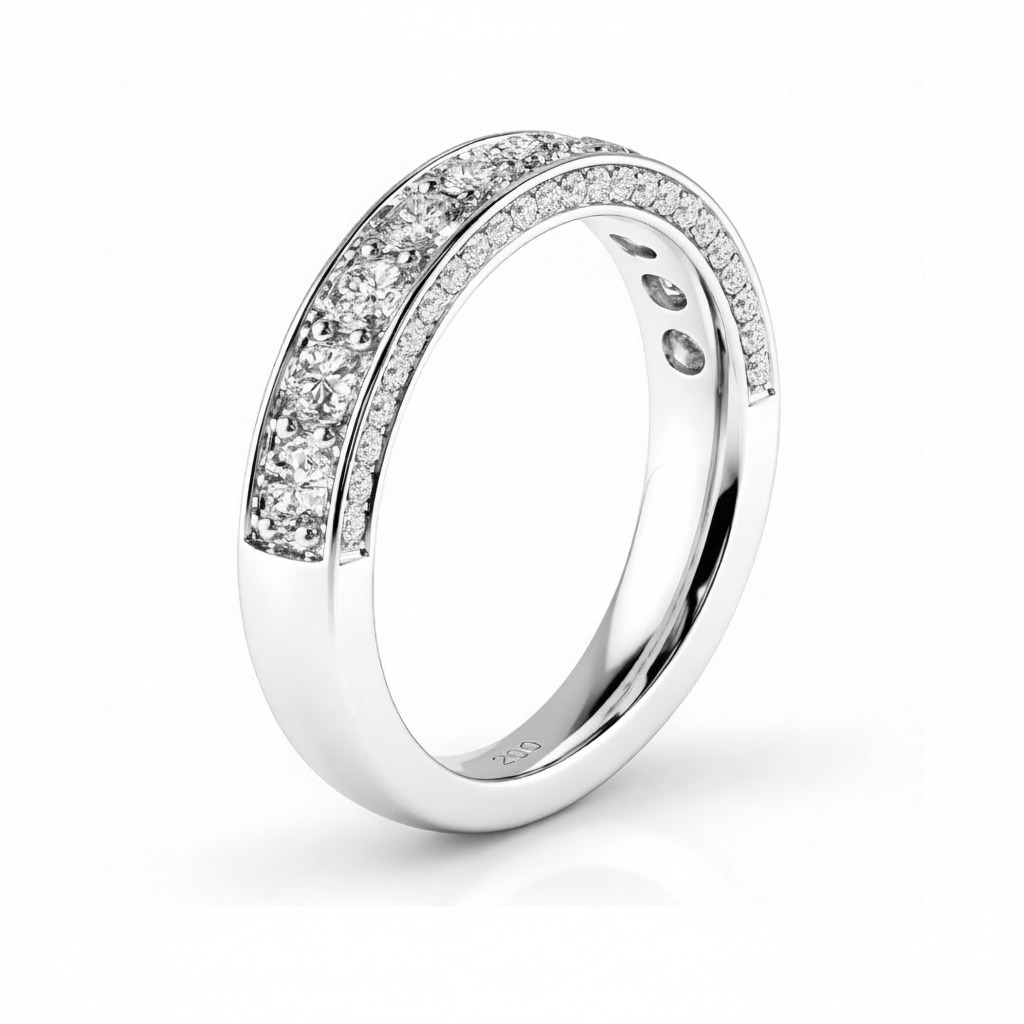 2.46ct. Tw. Round Cut Vvs Moissanite Three Sided Wedding Band Iced Out - Image 6