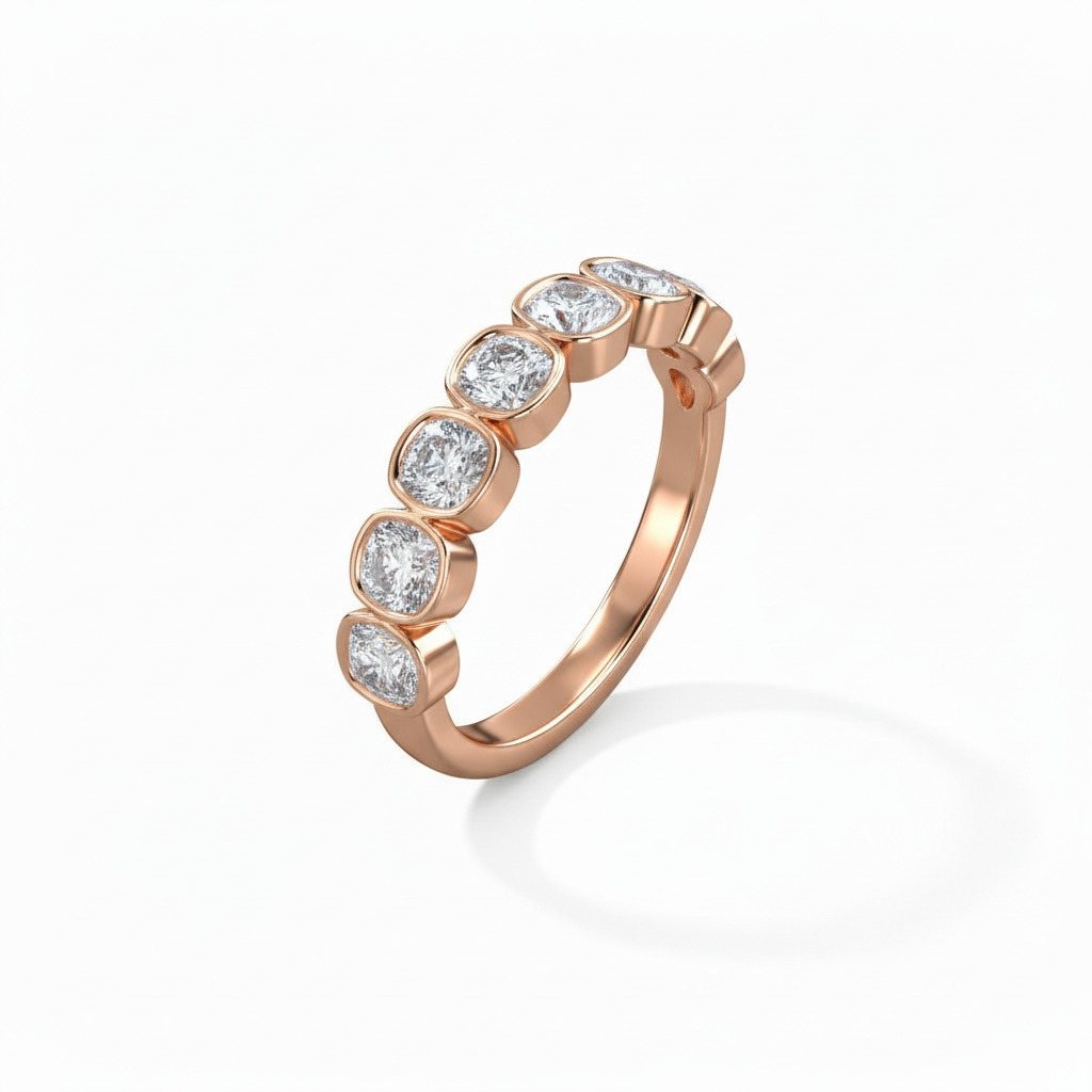 Bezel Set Cushion Cut Vvs Moissanite Wedding Band With Iced Out Shine - Image 5
