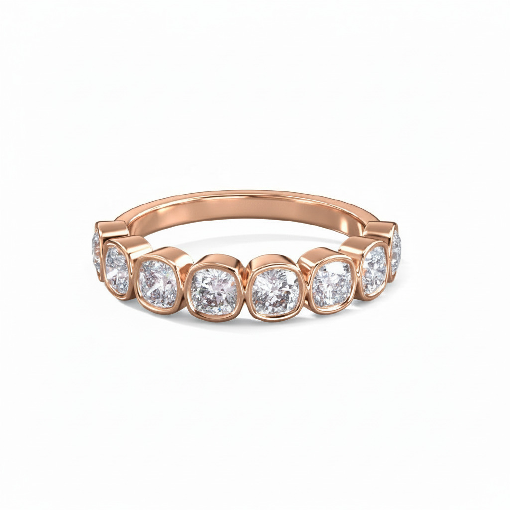Bezel Set Cushion Cut Vvs Moissanite Wedding Band With Iced Out Shine - Image 6