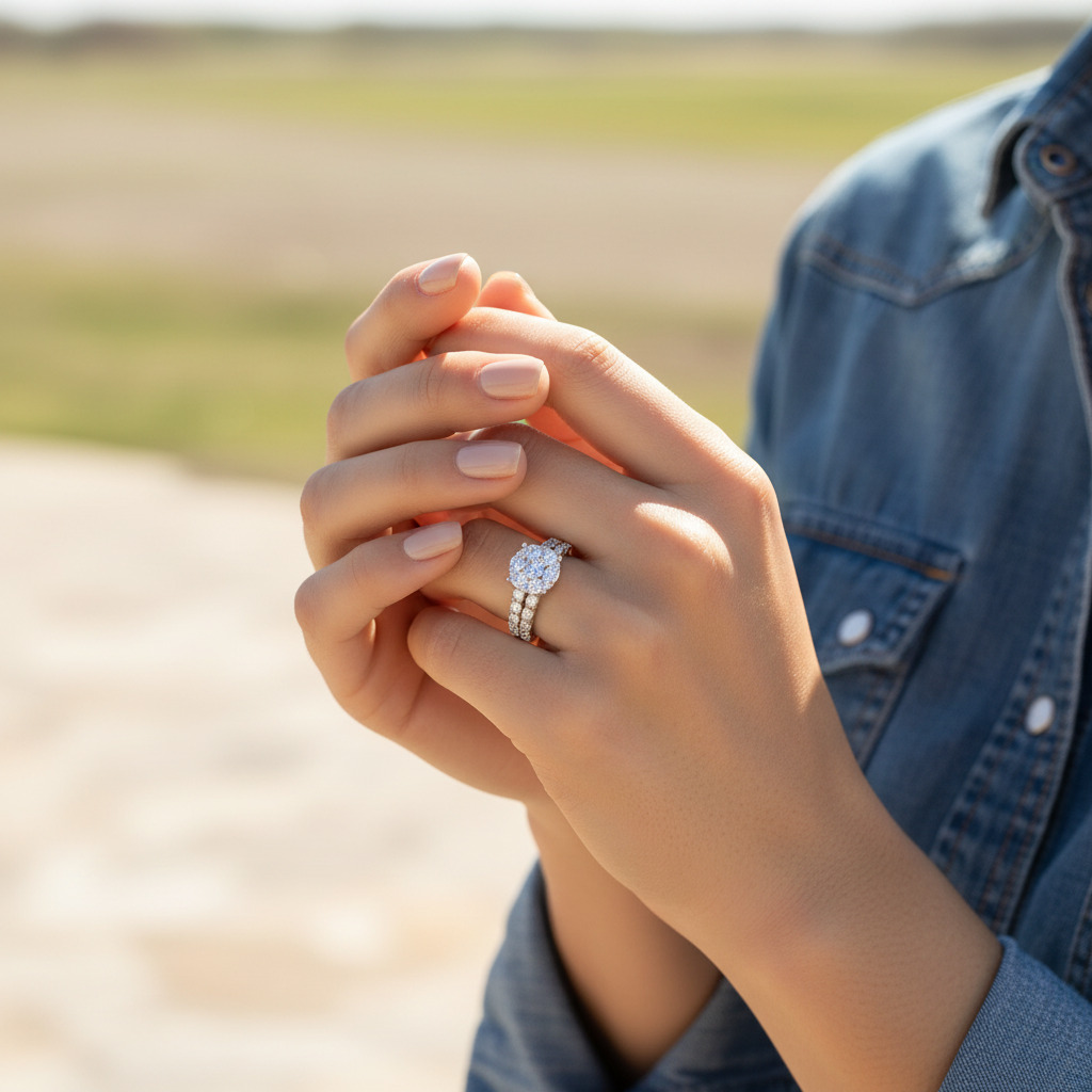 Round Cut Vvs Moissanite Cluster Engagement Ring Set Iced Out - Image 3