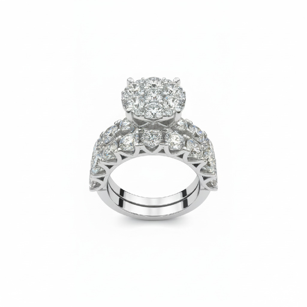 Round Cut Vvs Moissanite Cluster Engagement Ring Set Iced Out - Image 4