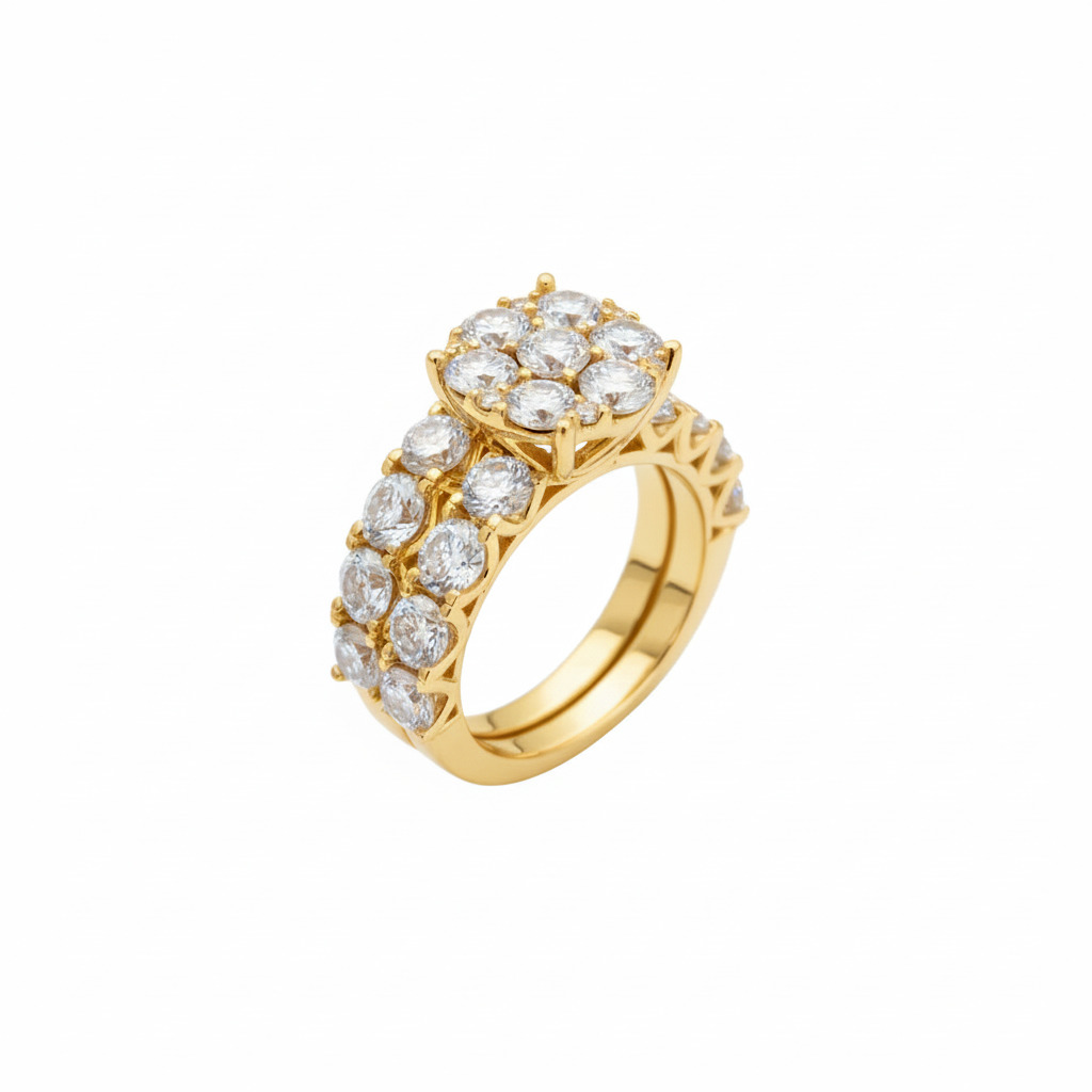 Round Cut Vvs Moissanite Cluster Engagement Ring Set Iced Out - Image 5