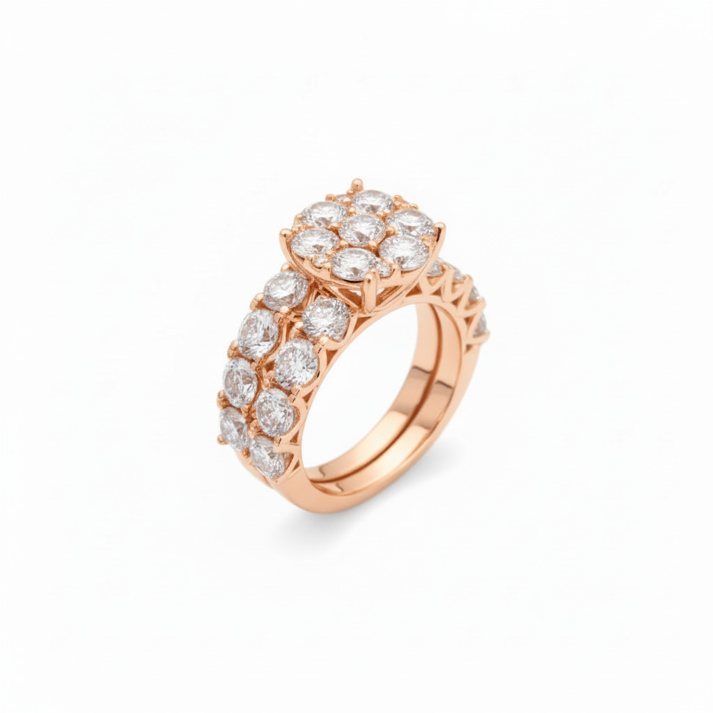 Round Cut Vvs Moissanite Cluster Engagement Ring Set Iced Out - Image 6
