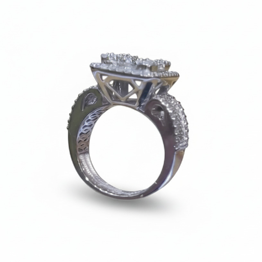Baguette & Round Cut Vvs Moissanite Pave Engagement Ring Iced Out - Image 5