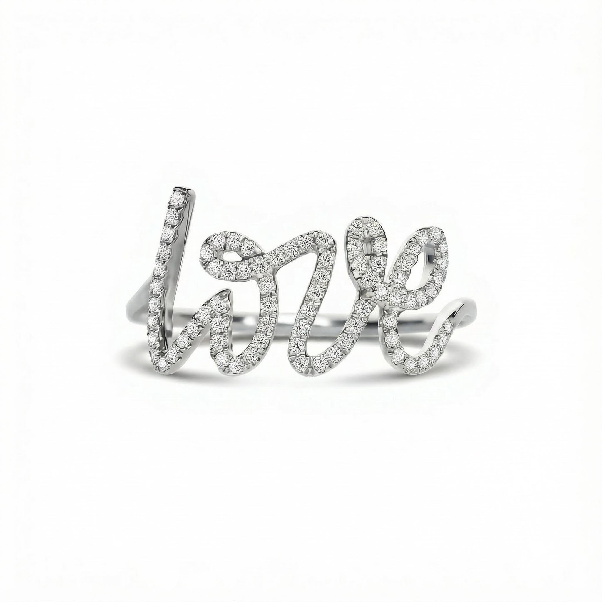 0.37ct. Tw. Love Pave Diamond Vvs Moissanite Ring With Iced Out Shine - Image 3
