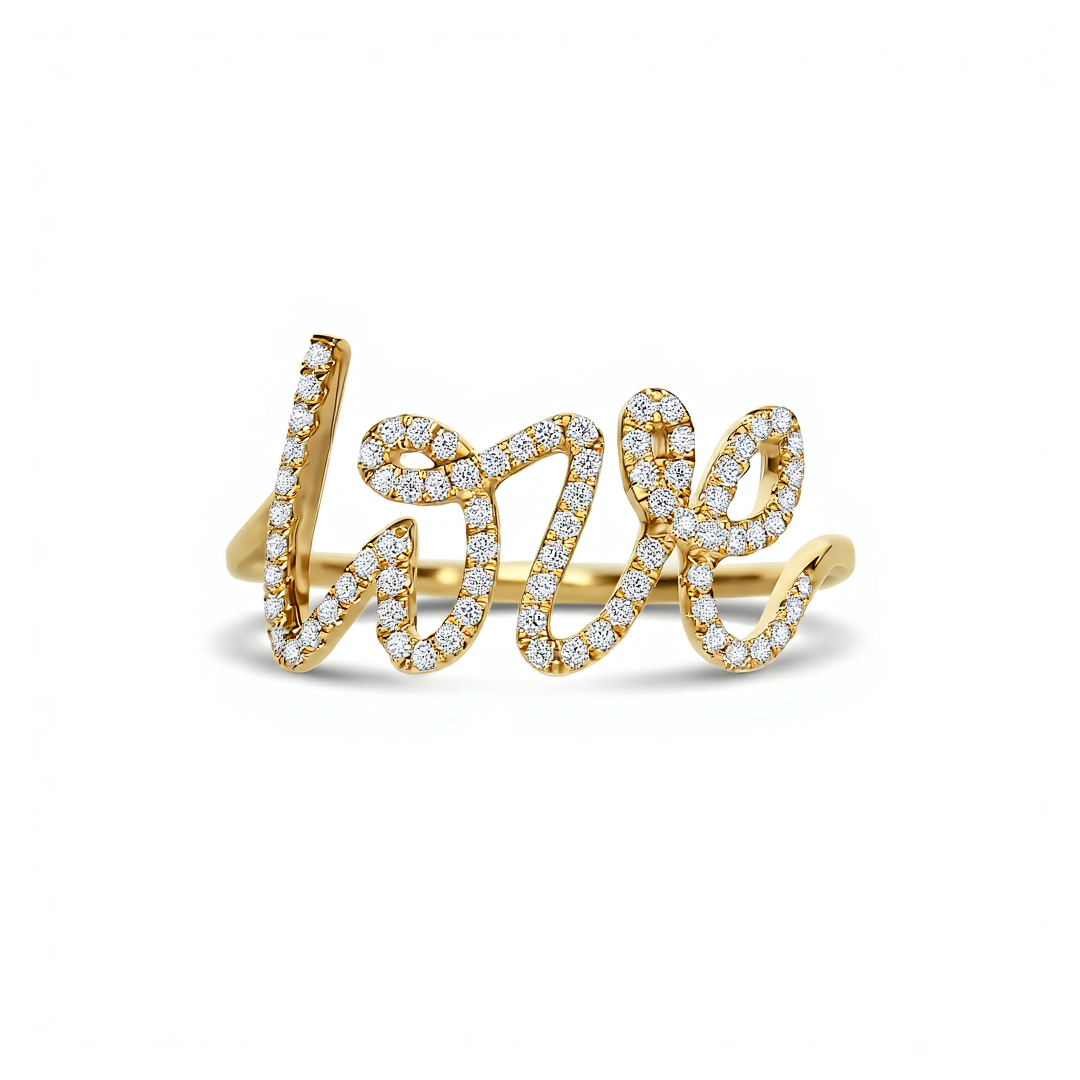 0.37ct. Tw. Love Pave Diamond Vvs Moissanite Ring With Iced Out Shine