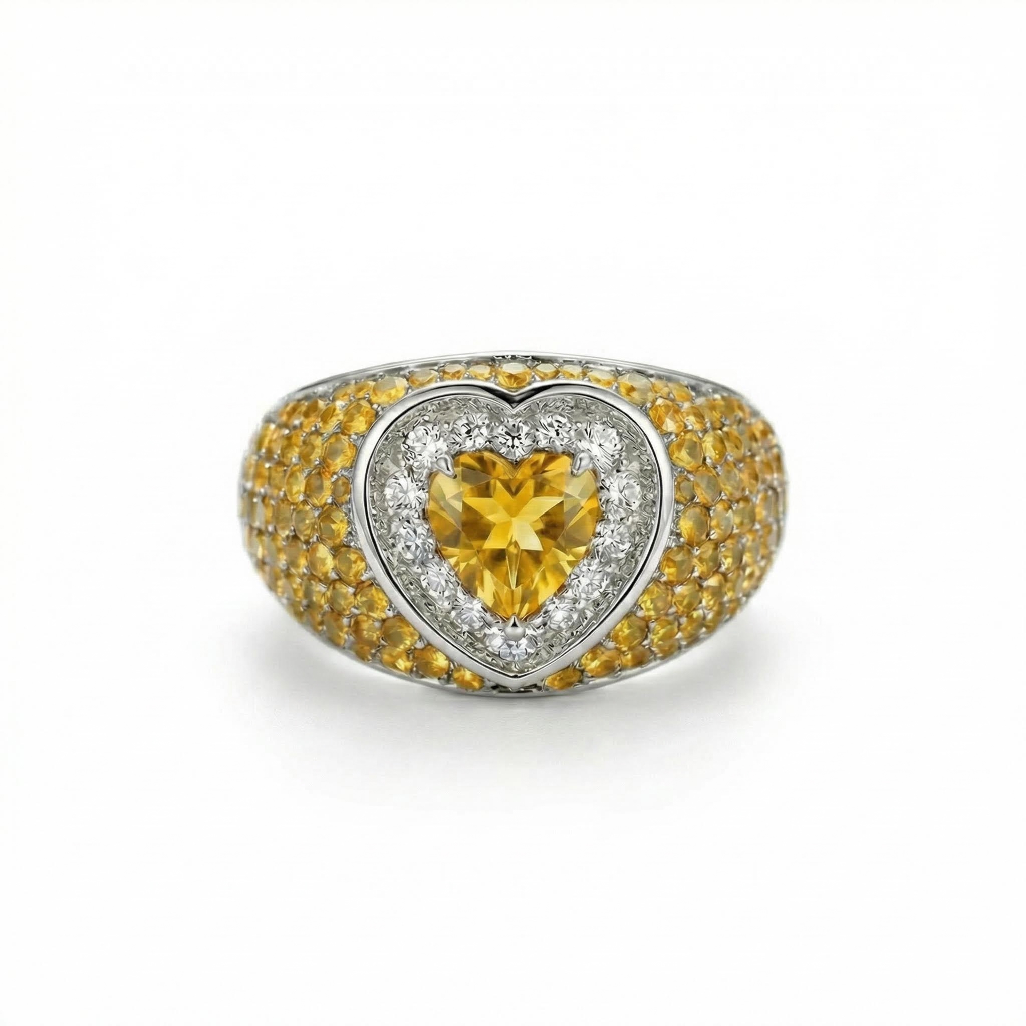 Bold 2.73ct. Tw. S925 Silver Heart Cut Pink Diamond Pave Engagement Ring - Image 8
