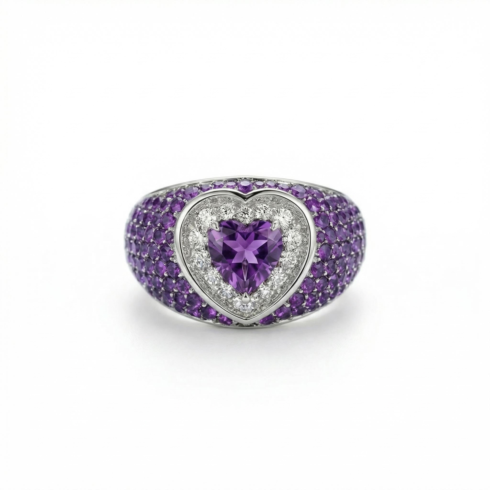Bold 2.73ct. Tw. S925 Silver Heart Cut Pink Diamond Pave Engagement Ring - Image 10