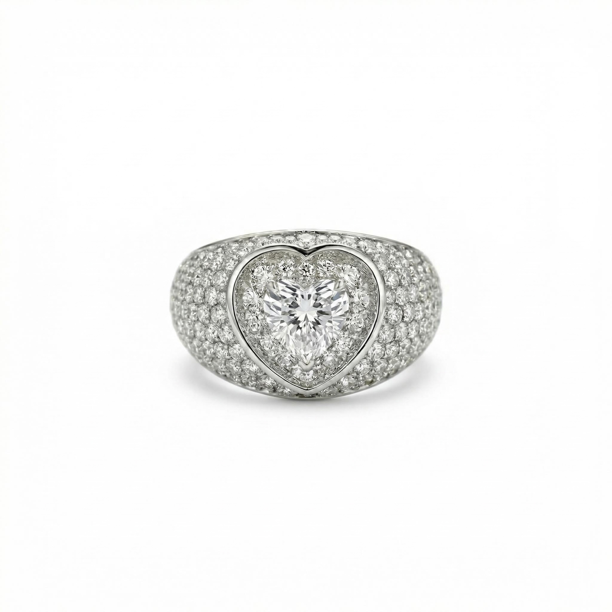 Bold 2.73ct. Tw. S925 Silver Heart Cut Pink Diamond Pave Engagement Ring - Image 11