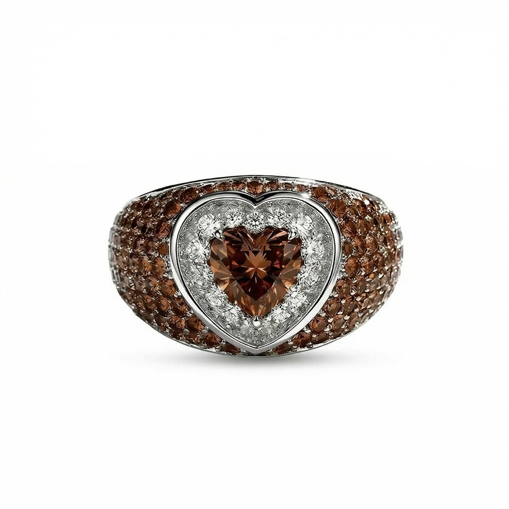 Bold 2.73ct. Tw. S925 Silver Heart Cut Pink Diamond Pave Engagement Ring - Image 13