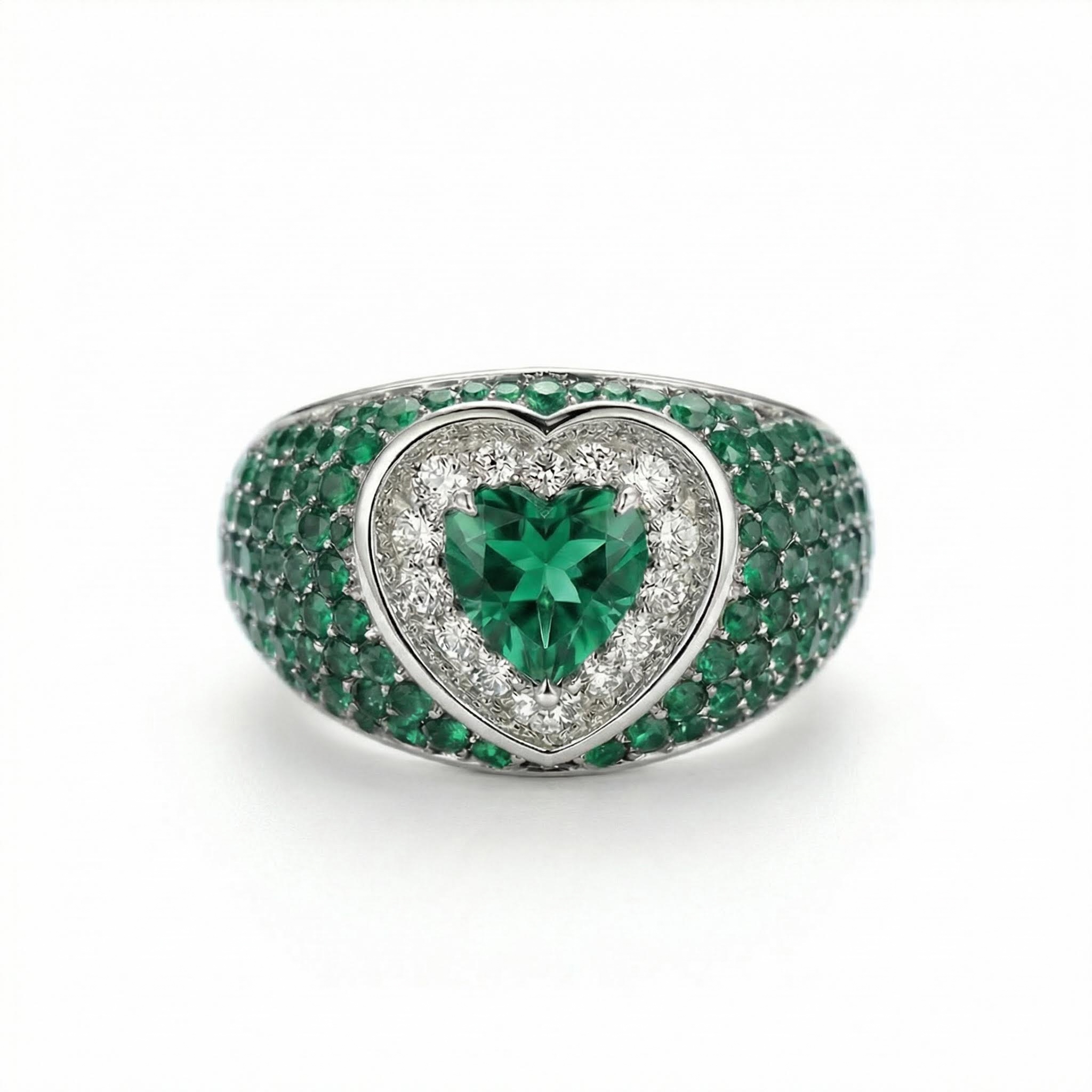 Bold 2.73ct. Tw. S925 Silver Heart Cut Pink Diamond Pave Engagement Ring - Image 14