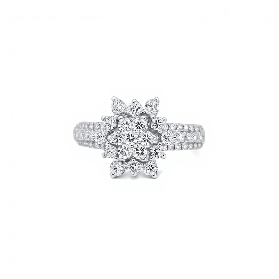1.26ct. Tw. Round Cut Vvs Moissanite Cluster Engagement Ring Iced Out - Image 3