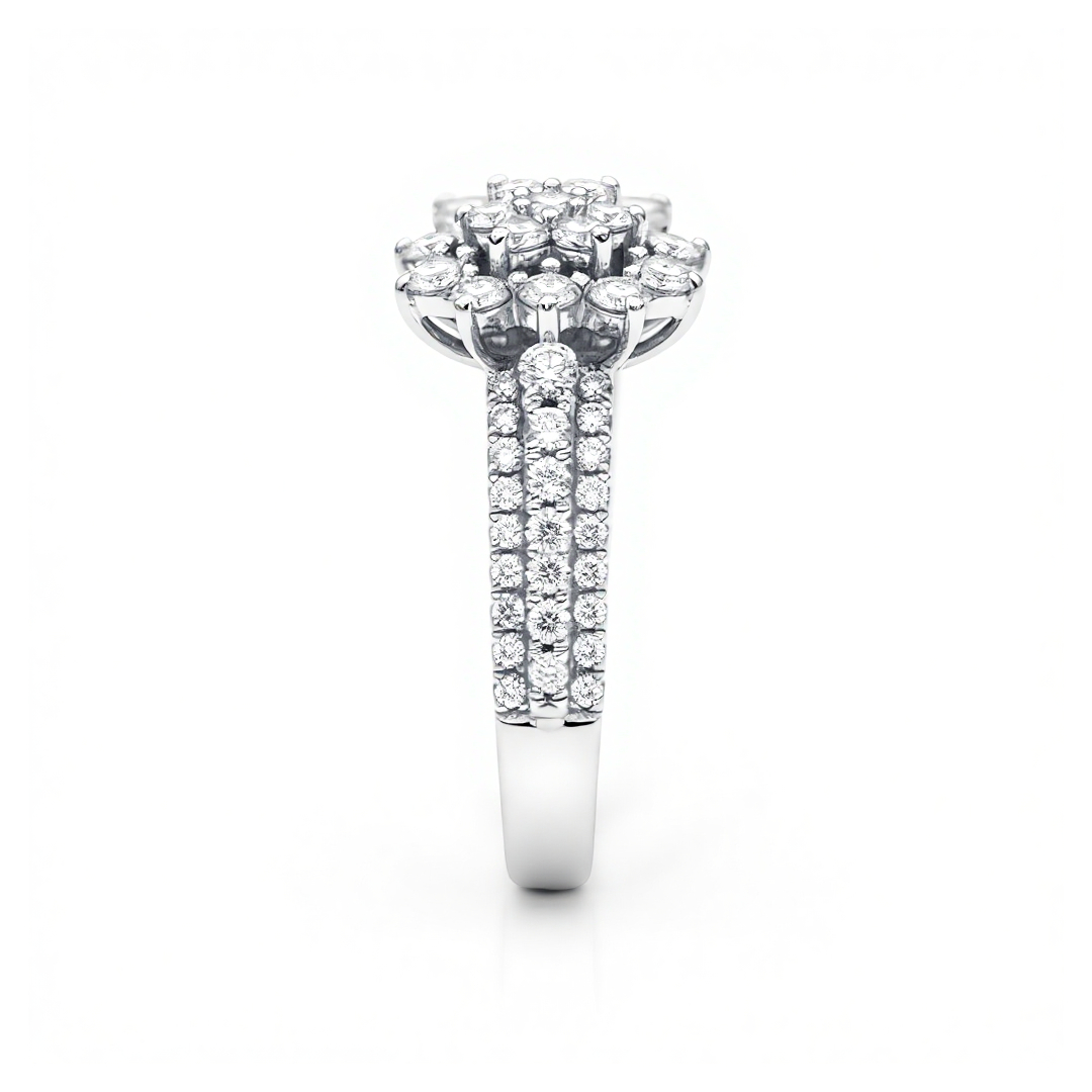 1.26ct. Tw. Round Cut Vvs Moissanite Cluster Engagement Ring Iced Out - Image 4