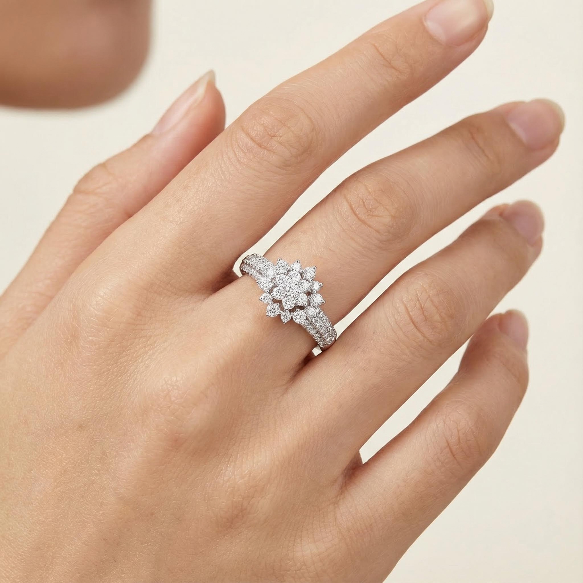 1.26ct. Tw. Round Cut Vvs Moissanite Cluster Engagement Ring Iced Out - Image 5