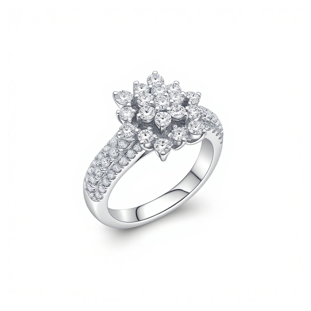 1.26ct. Tw. Round Cut Vvs Moissanite Cluster Engagement Ring Iced Out