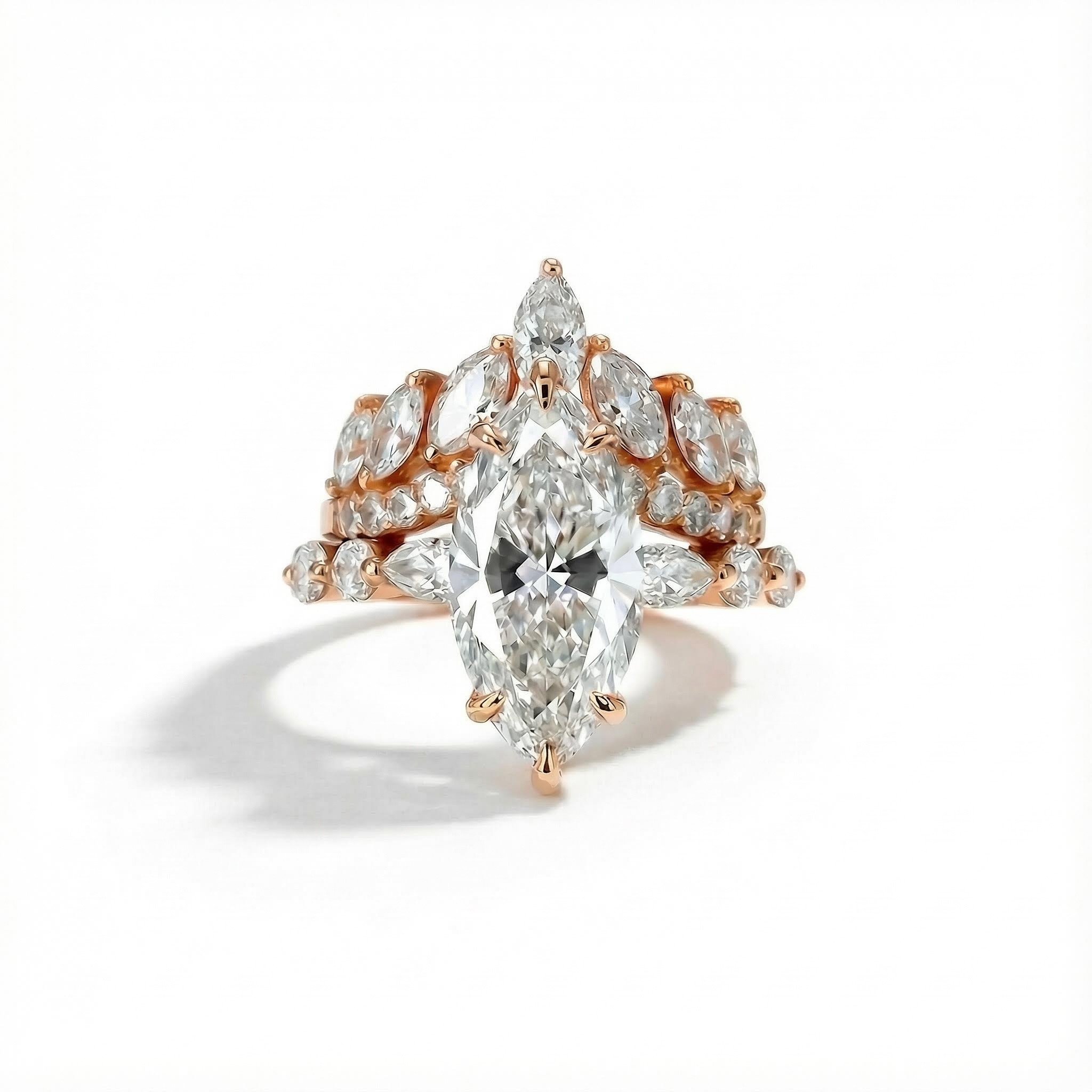 Marquise Cut Vvs Moissanite Engagement Ring Set With Iced Out Shine - Image 6