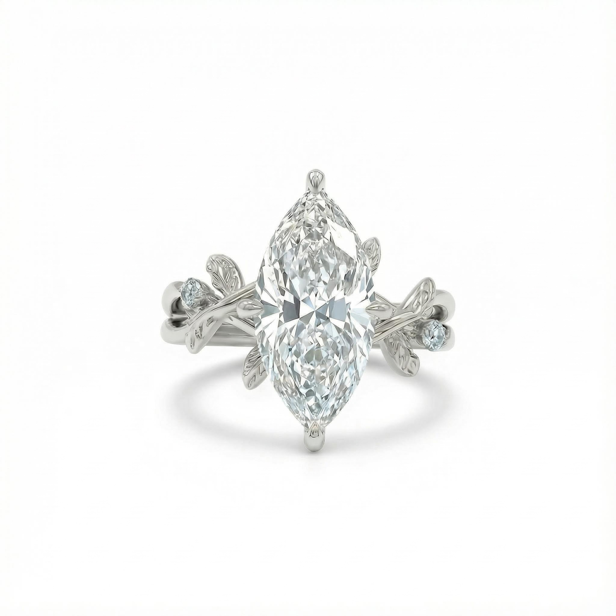 3.04ct. Tw. Marquise Cut Vvs Moissanite Side Stone Engagement Ring Iced Out - Image 3