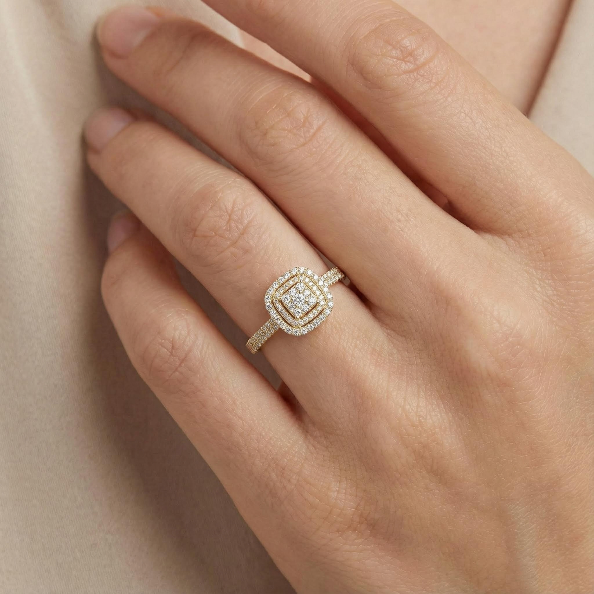 1.15ct. Tw. Cushion Shape Round Cut Vvs Moissanite Double Halo Engagement - Image 3