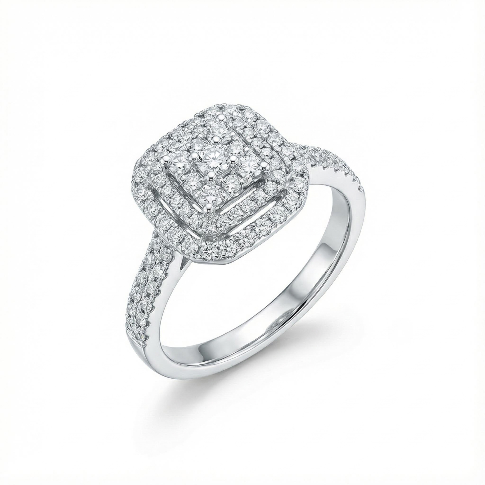 1.15ct. Tw. Cushion Shape Round Cut Vvs Moissanite Double Halo Engagement - Image 4
