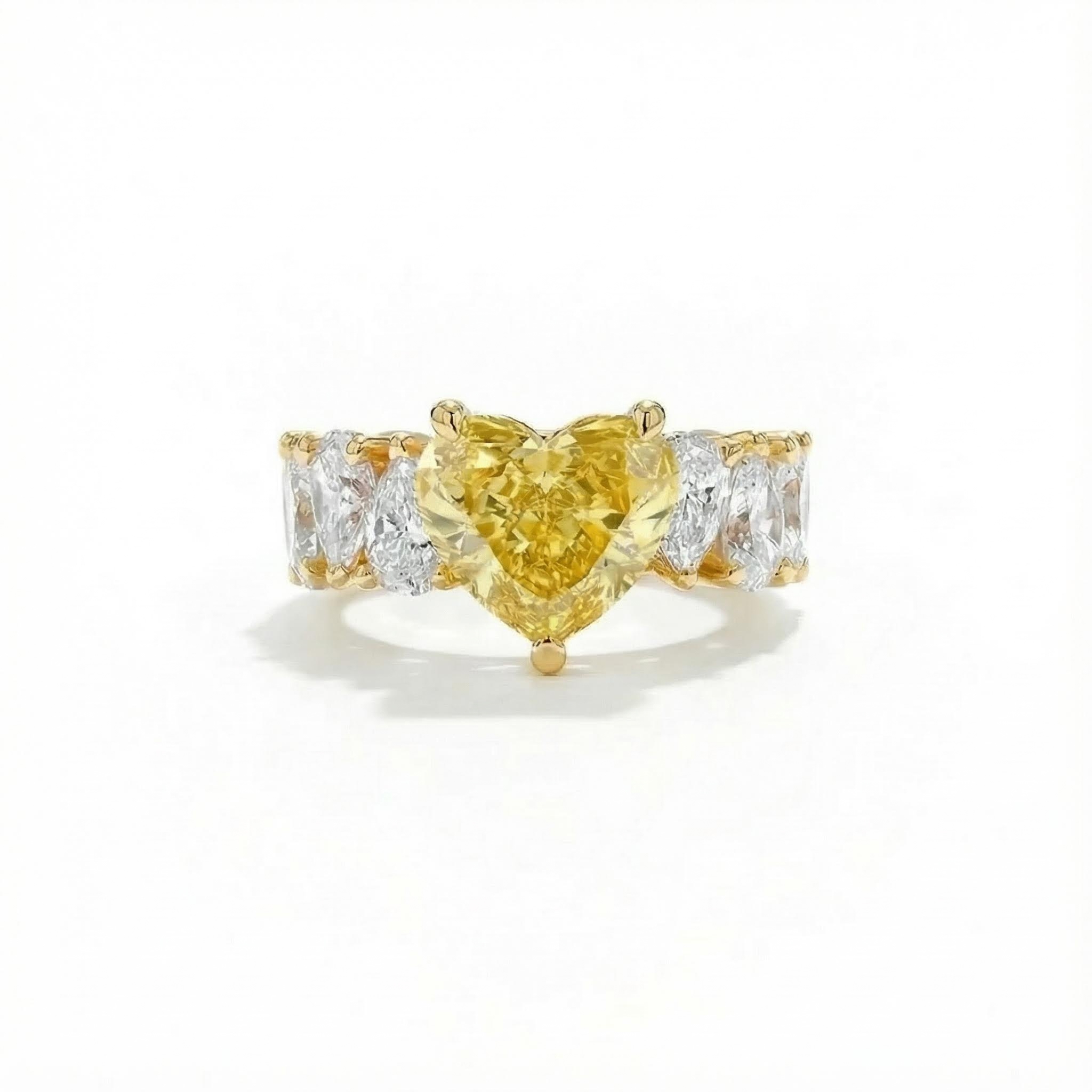 Bold 19.29ct. Tw. S925 Silver Yellow Heart Cut Diamond Pave Engagement Ring - Image 3