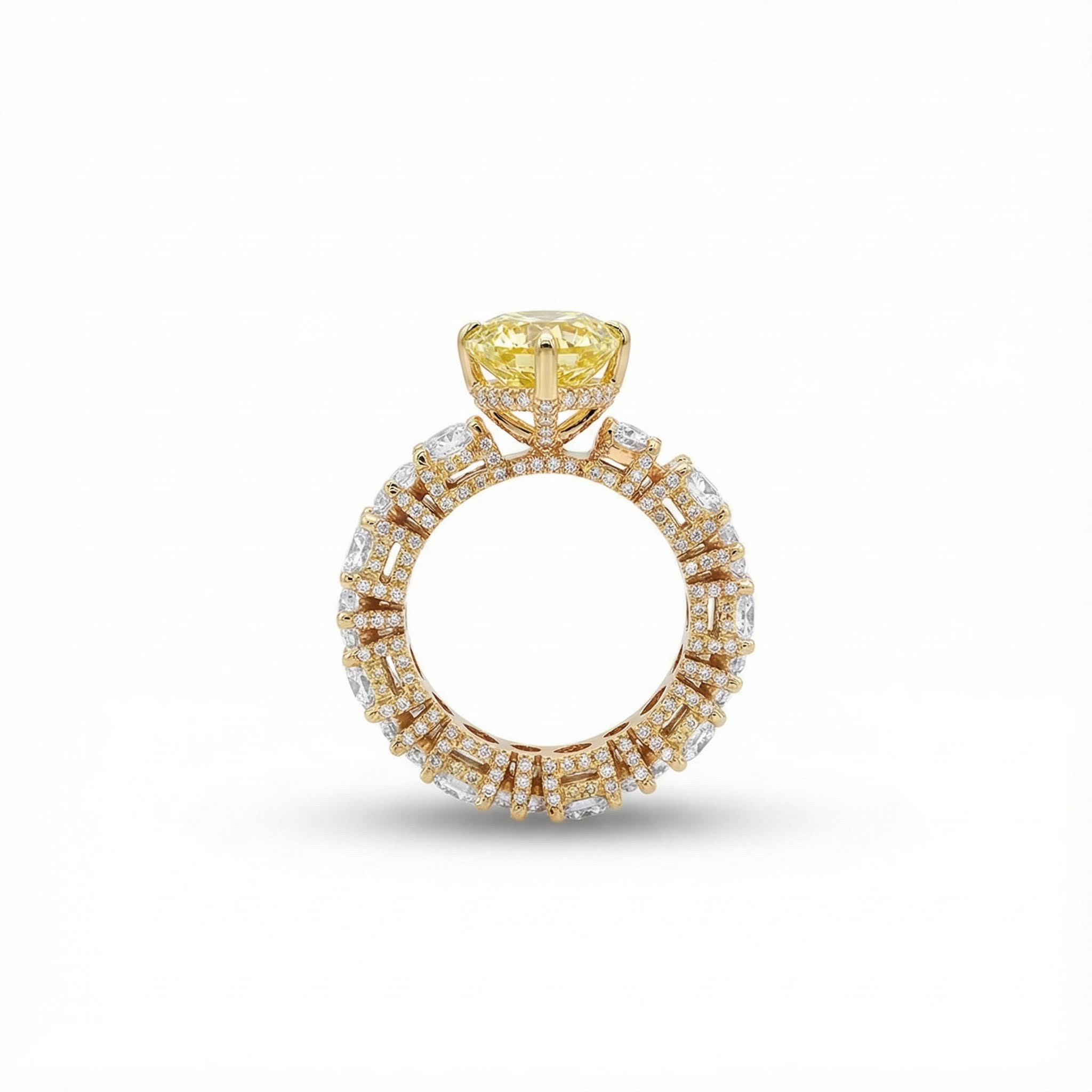 Bold 19.29ct. Tw. S925 Silver Yellow Heart Cut Diamond Pave Engagement Ring - Image 5