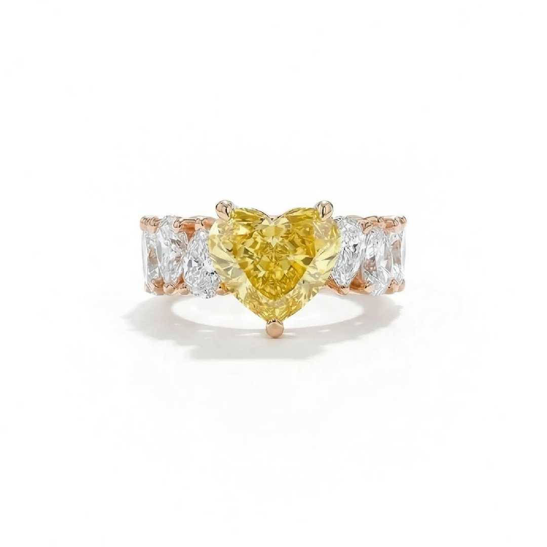 Bold 19.29ct. Tw. S925 Silver Yellow Heart Cut Diamond Pave Engagement Ring