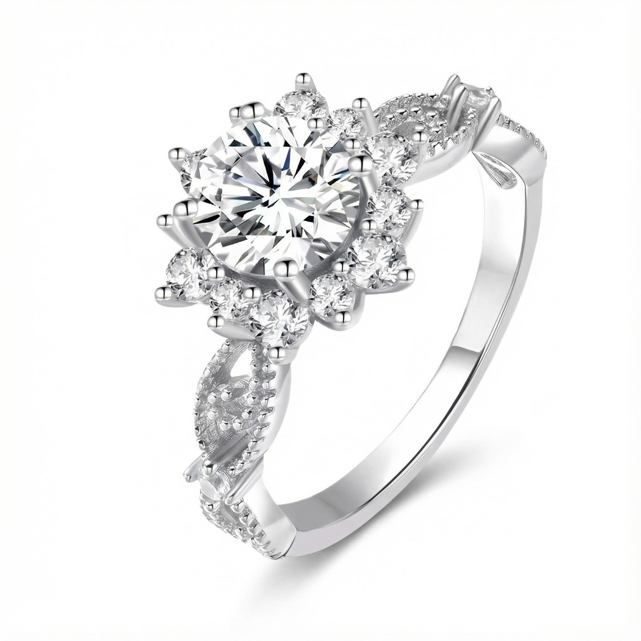 Bold Vintage Round Cut Vvs Moissanite S925 Silver Twisted Engagement Ring - Image 4