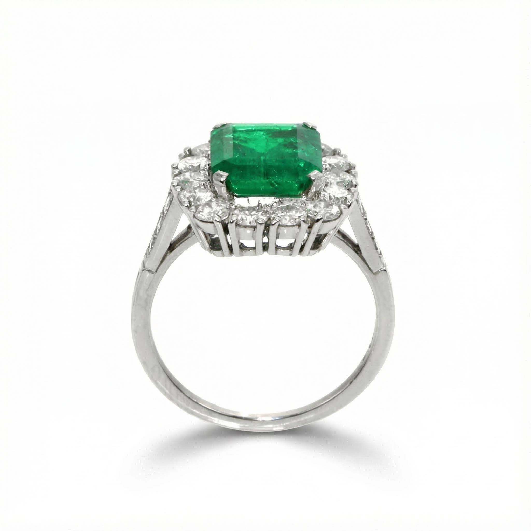 S925 Silver Emerald Diamond Halo Engagement Ring With Iced Out Shine - Image 4