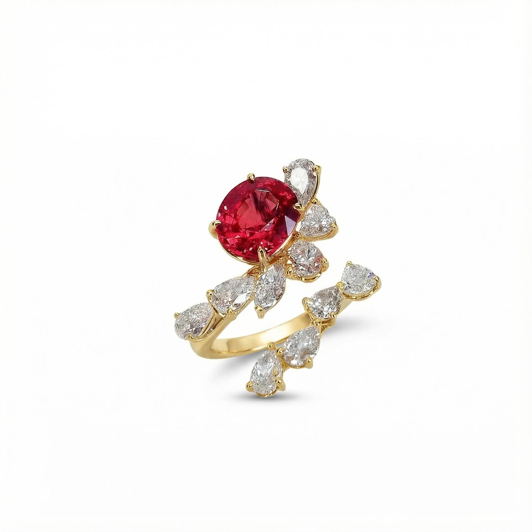 S925 Silver Oval Cut Ruby Diamond Wedding Ring Moissanite - Image 5