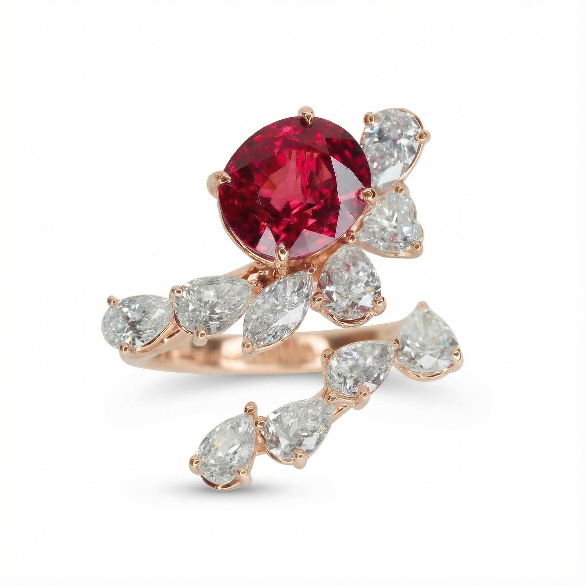 S925 Silver Oval Cut Ruby Diamond Wedding Ring Moissanite - Image 6