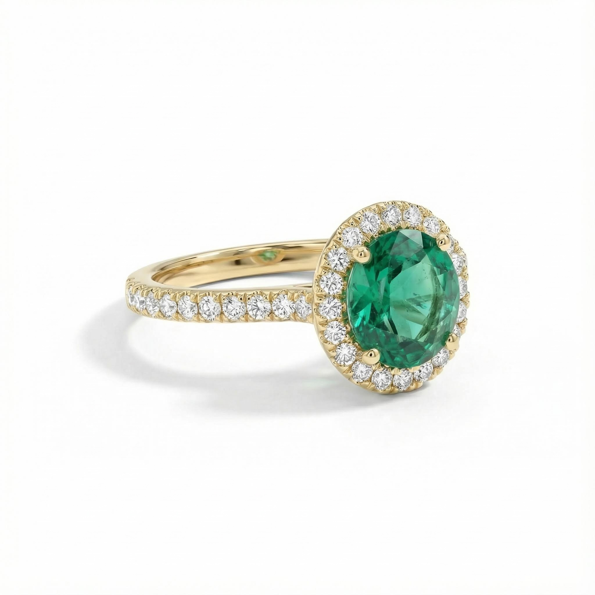 S925 Silver Emerald Round Cut Diamond Halo Engagement Ring Iced Out - Image 4