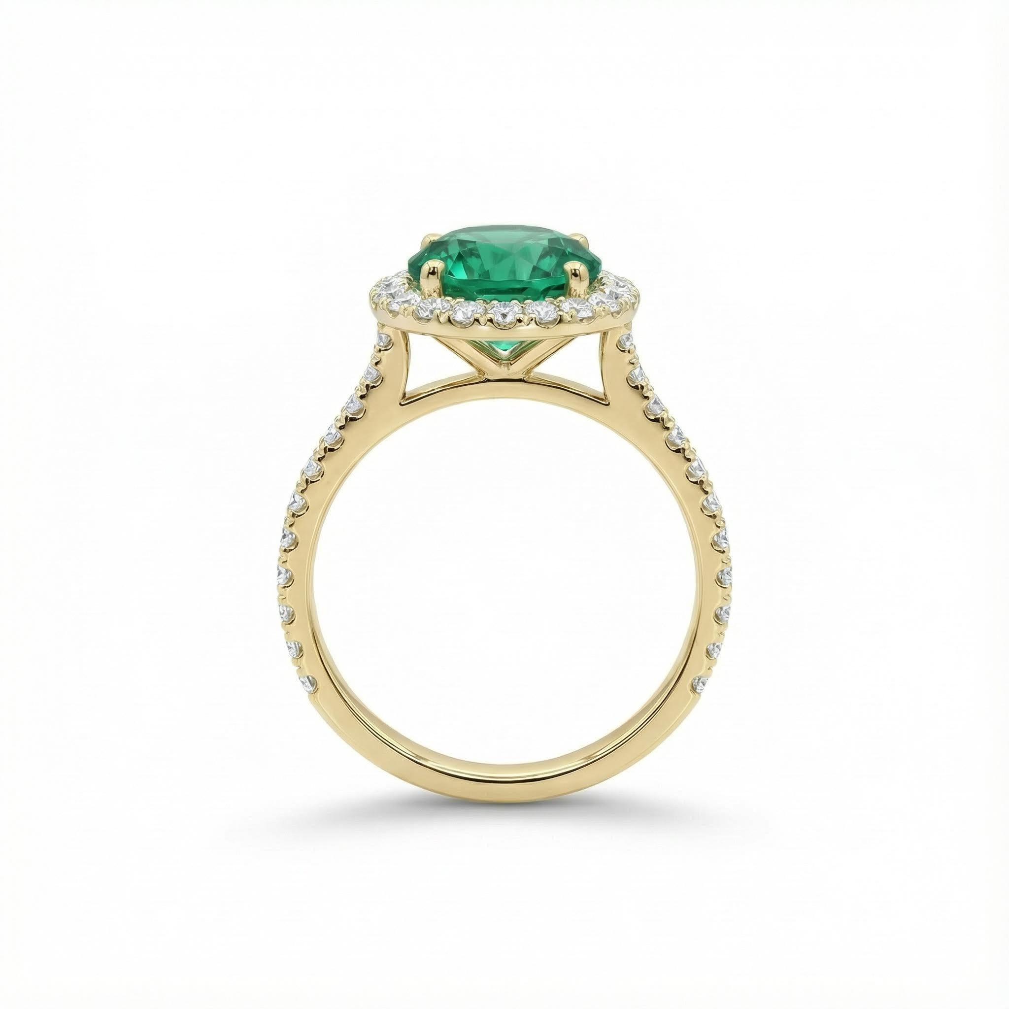 S925 Silver Emerald Round Cut Diamond Halo Engagement Ring Iced Out - Image 5