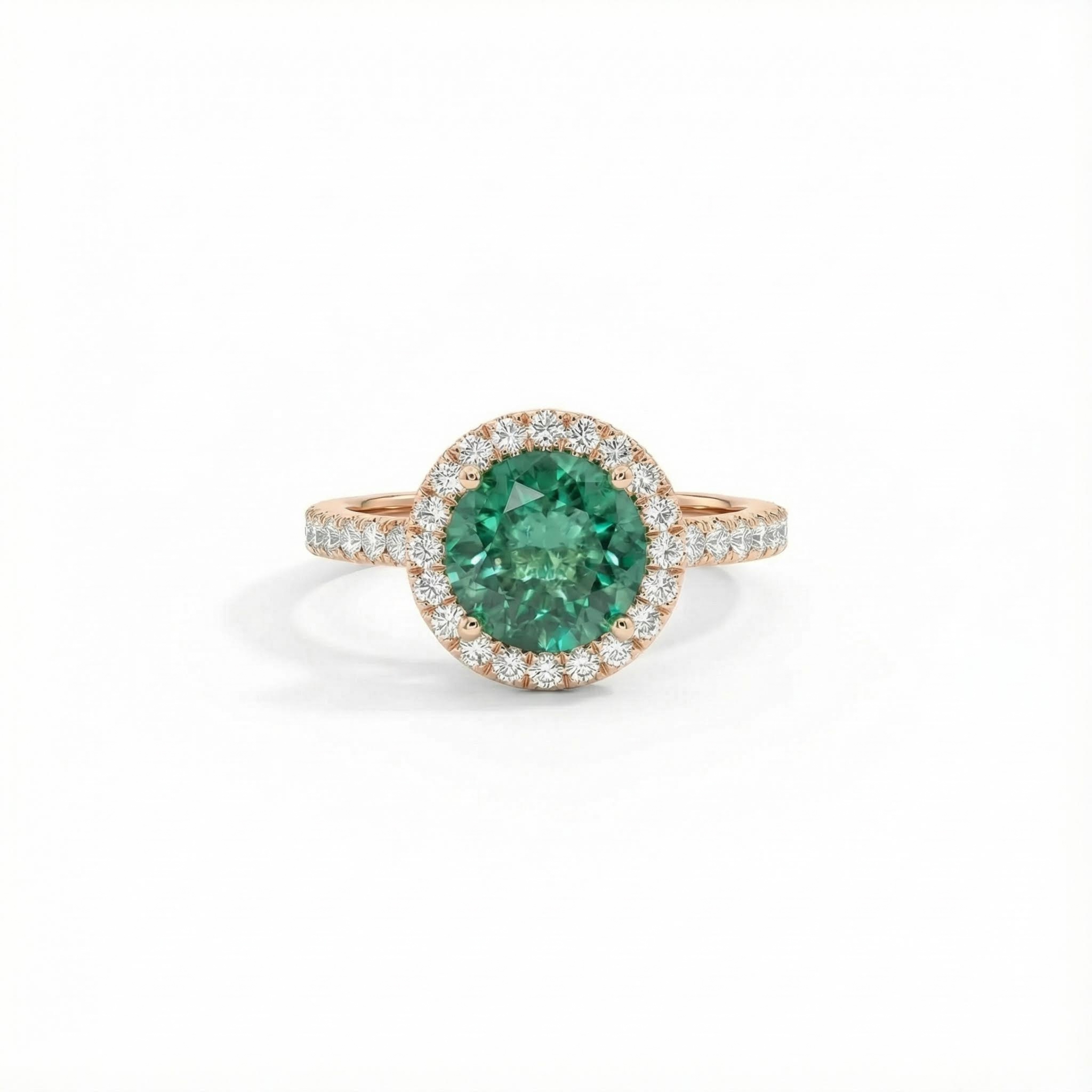 S925 Silver Emerald Round Cut Diamond Halo Engagement Ring Iced Out - Image 7