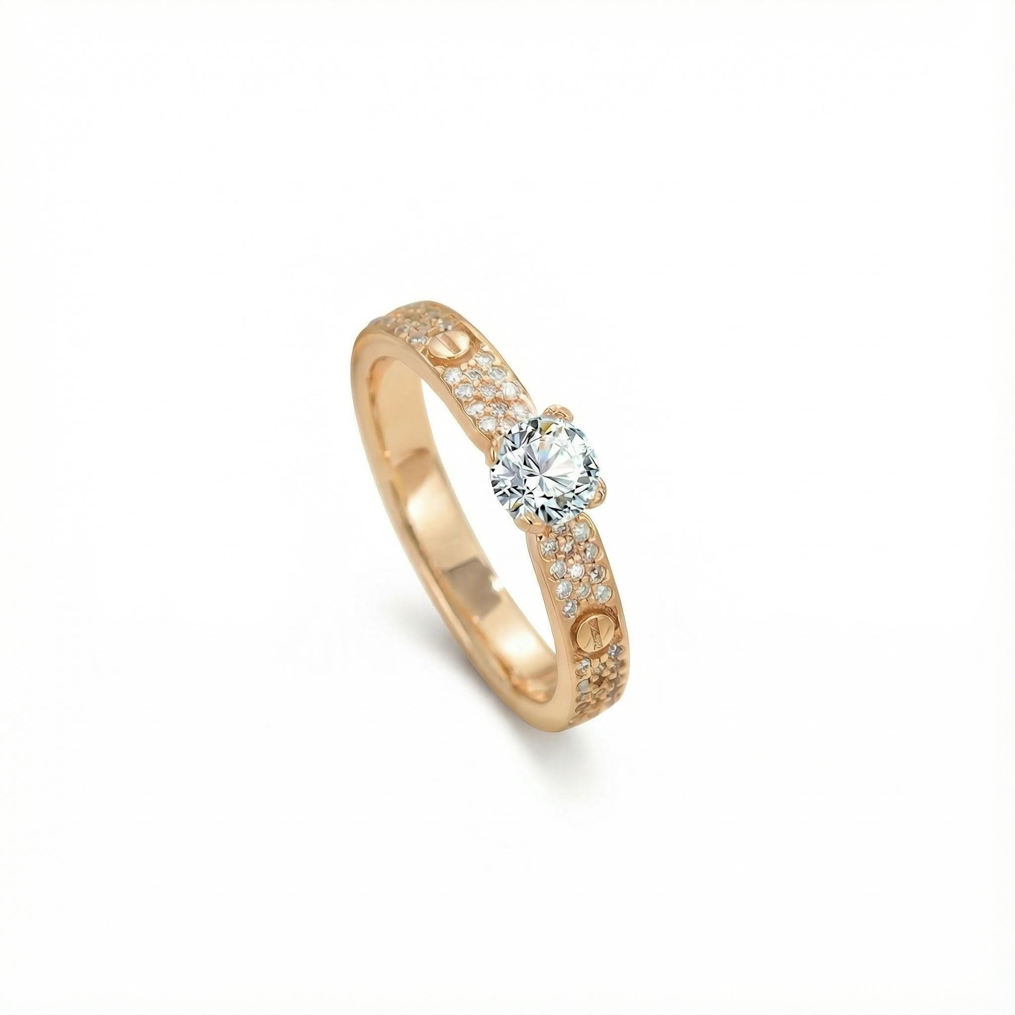 0.5ct Round Cut Vvs Moissanite S925 Silver Pave Engagement Ring Iced Out - Image 3