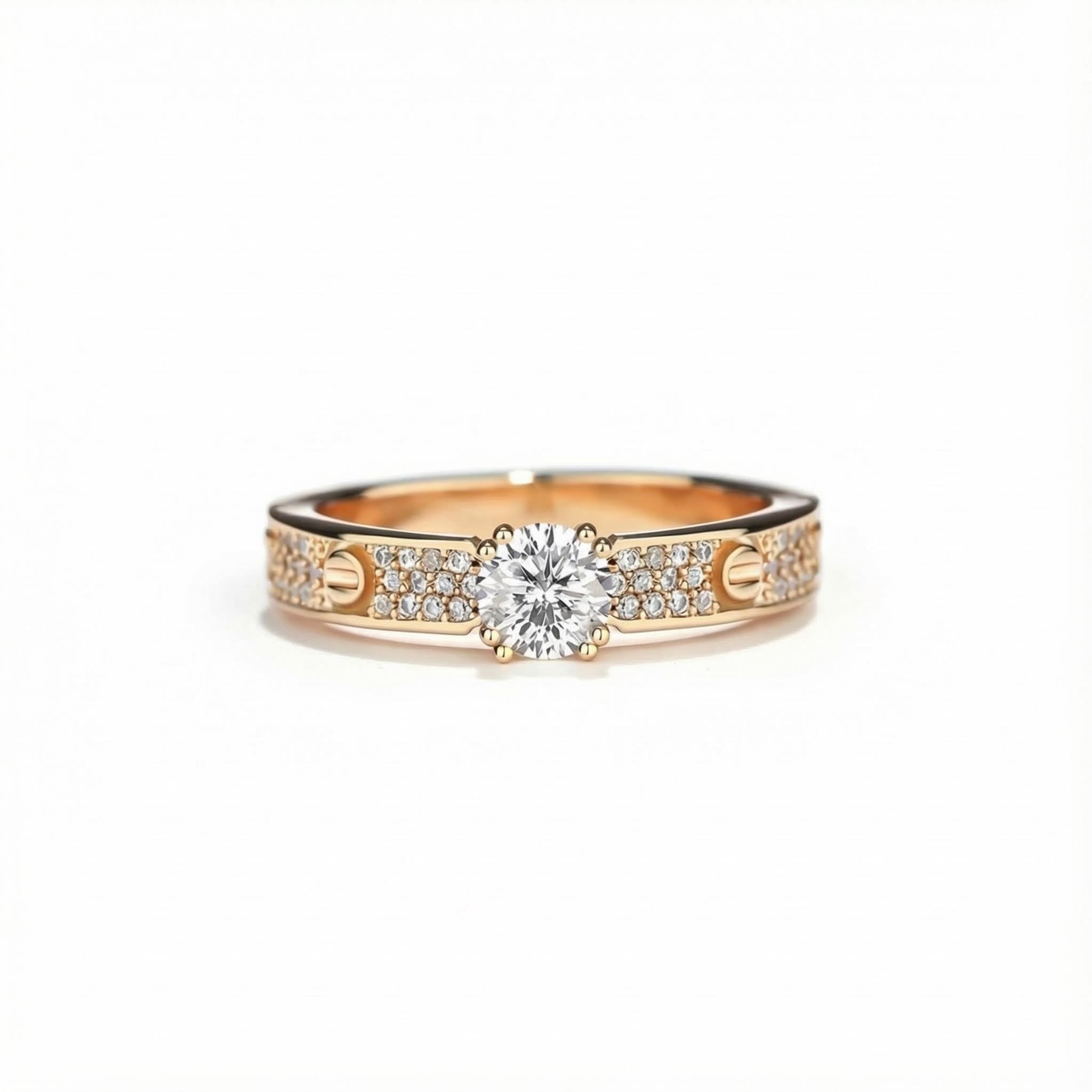 0.5ct Round Cut Vvs Moissanite S925 Silver Pave Engagement Ring Iced Out