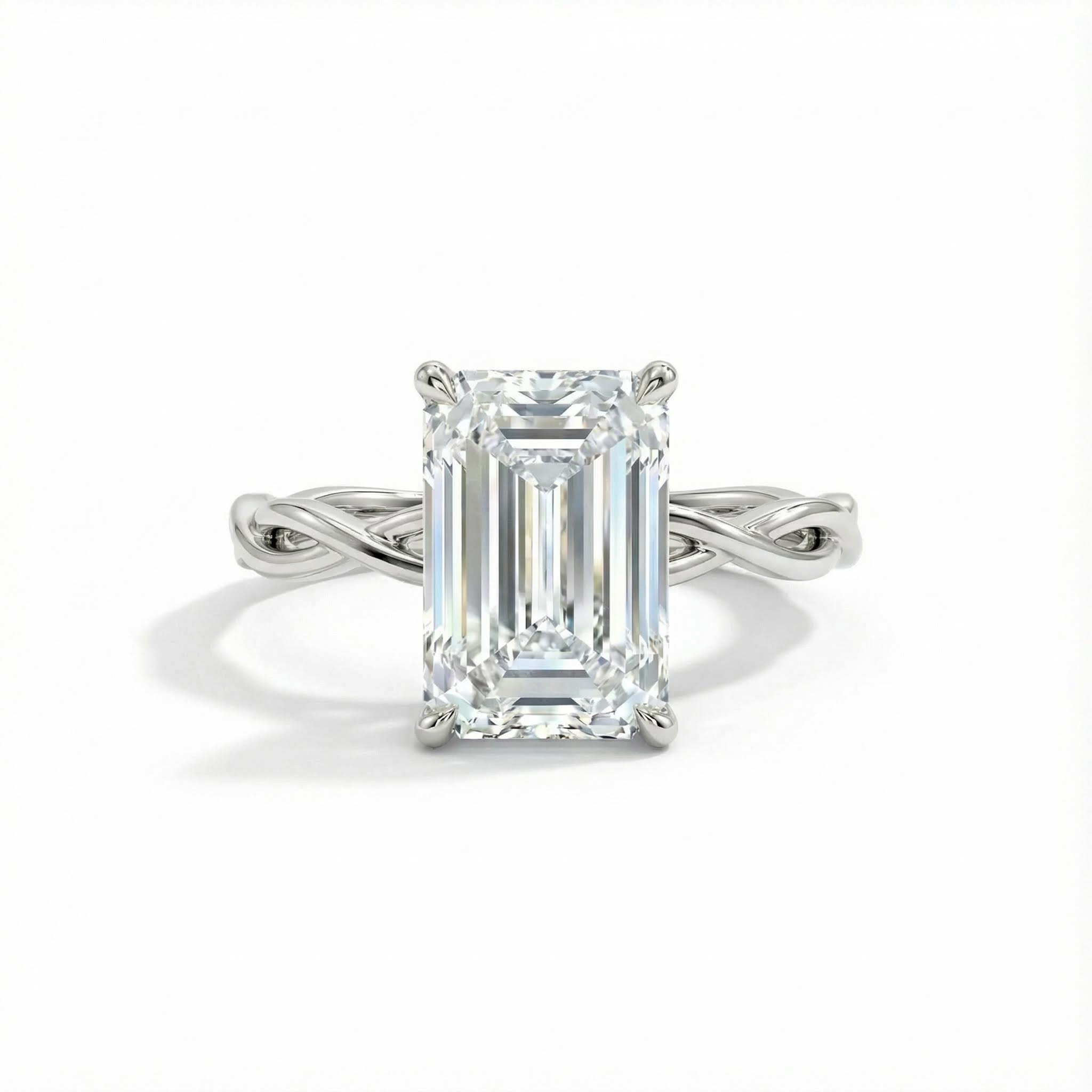 10.11ct. Tw. Emerald Cut Vvs Moissanite Twisted Engagement Ring Iced Out - Image 4