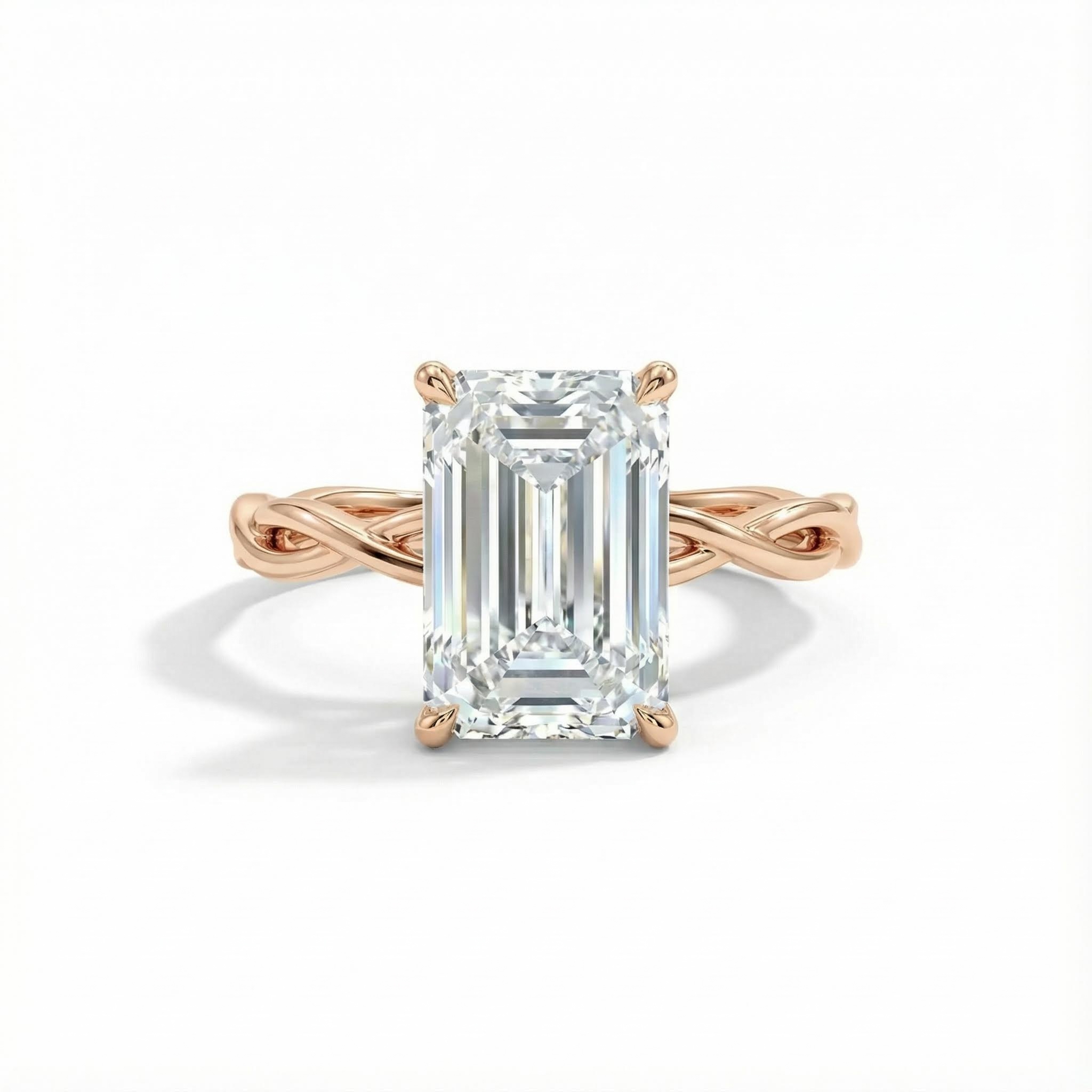 10.11ct. Tw. Emerald Cut Vvs Moissanite Twisted Engagement Ring Iced Out - Image 5