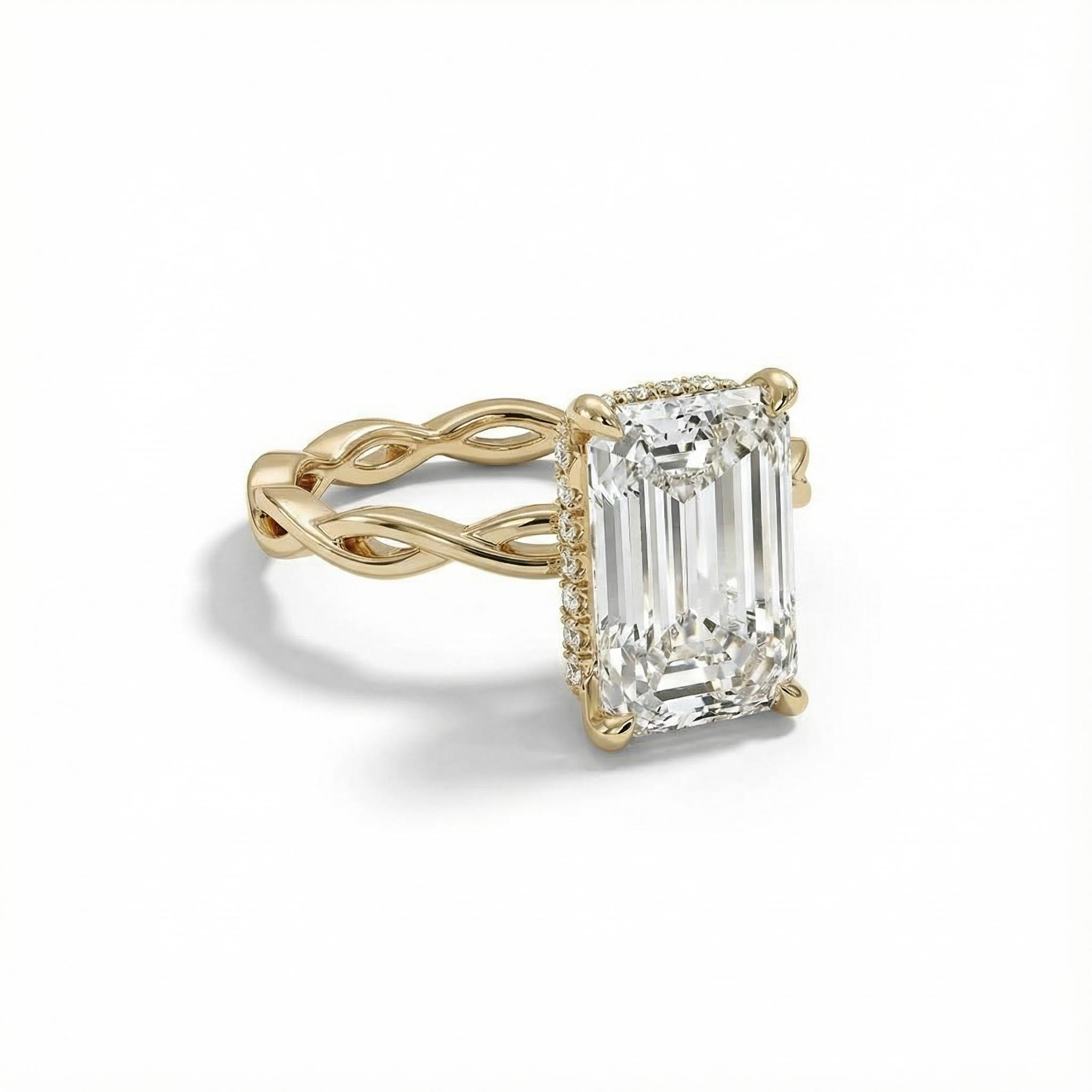 10.11ct. Tw. Emerald Cut Vvs Moissanite Twisted Engagement Ring Iced Out - Image 6