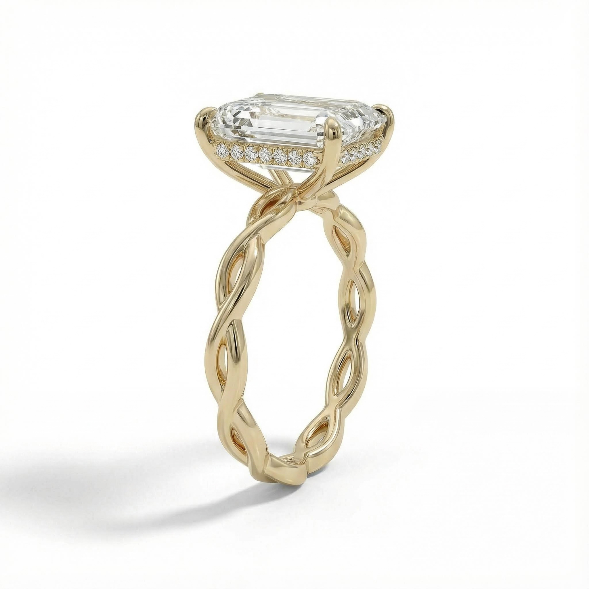 10.11ct. Tw. Emerald Cut Vvs Moissanite Twisted Engagement Ring Iced Out - Image 7