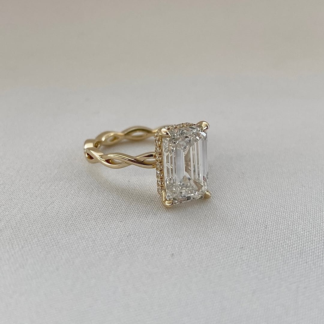 10.11ct. Tw. Emerald Cut Vvs Moissanite Twisted Engagement Ring Iced Out - Image 8