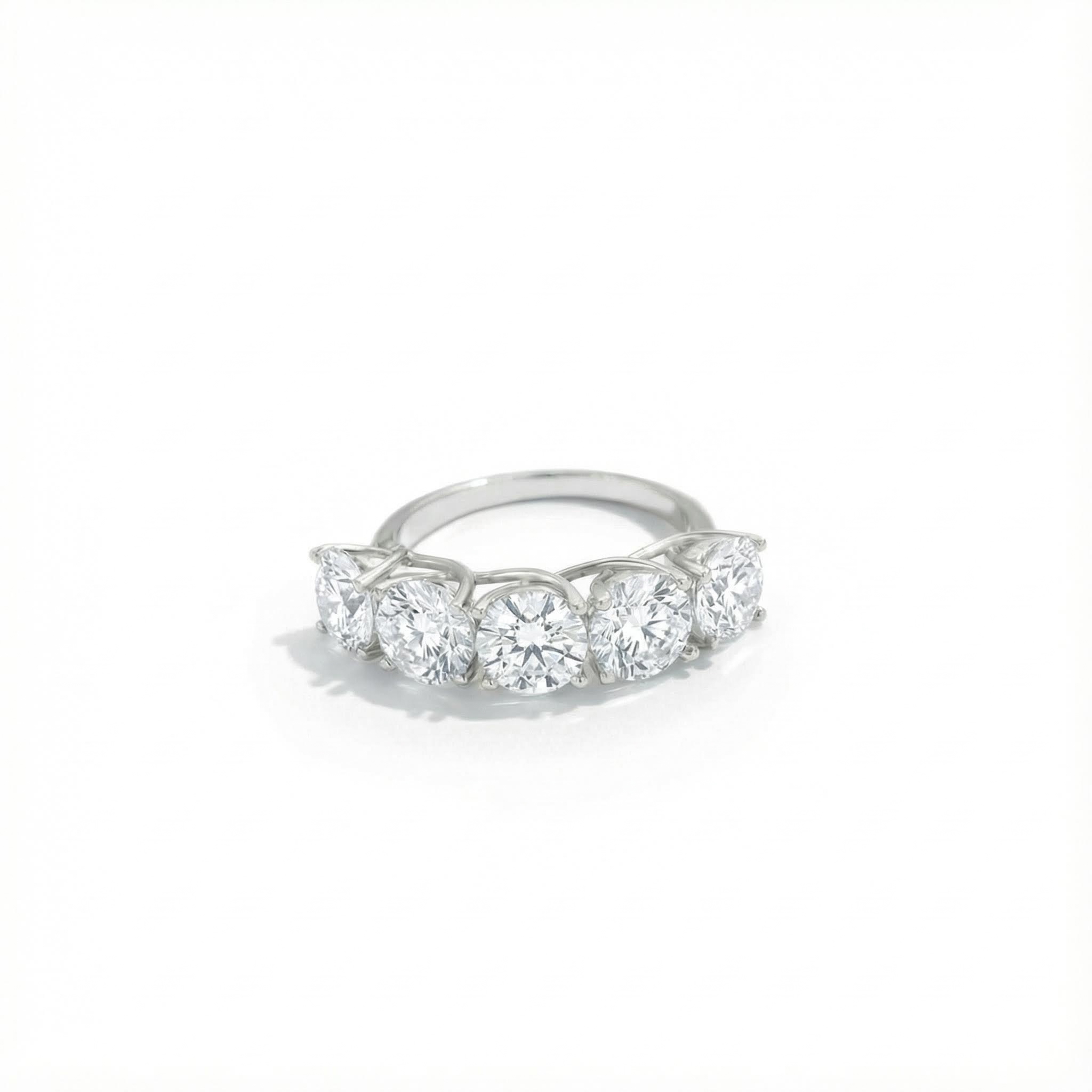 Bold 5mm/6.5mm Five Stone Round Cut Vvs Moissanite S925 Silver Wedding Band - Image 5