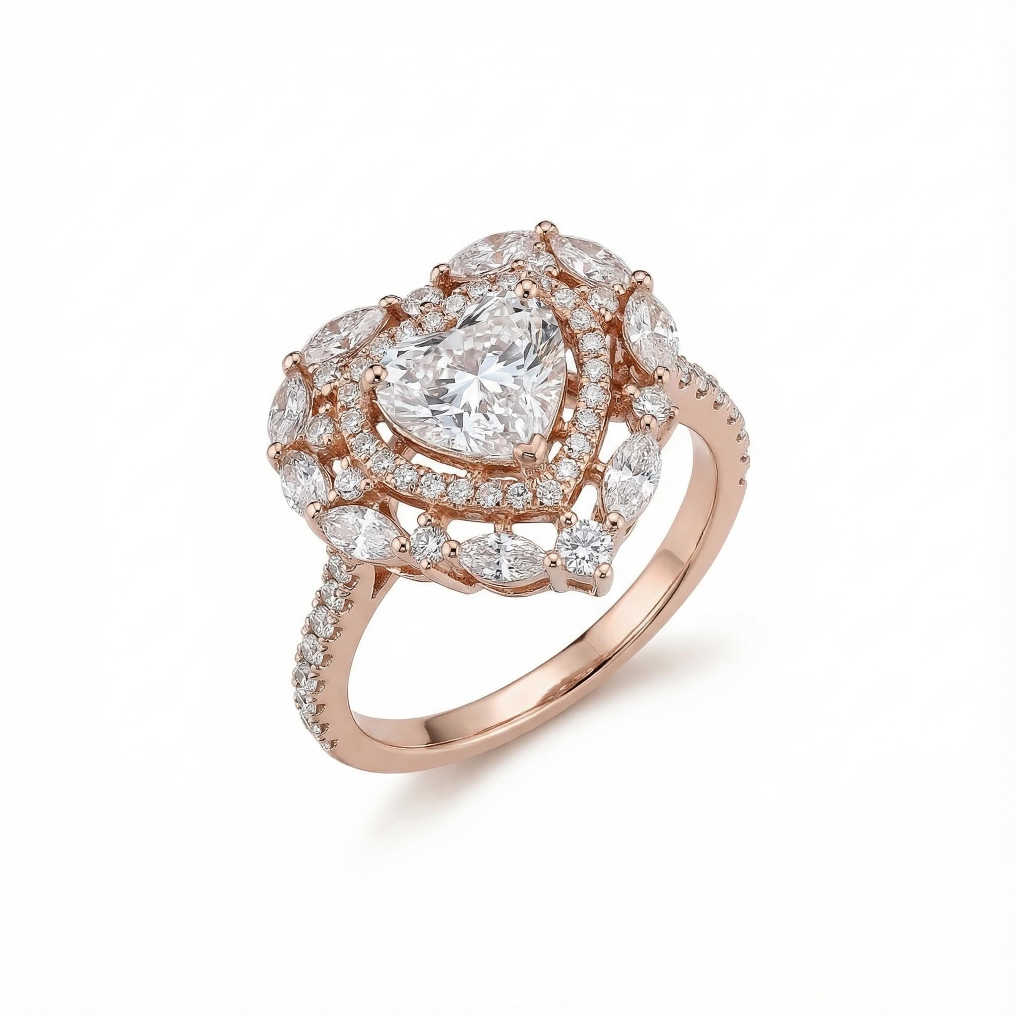 Heart Shaped Vvs Moissanite Halo Engagement Ring With Iced Out Shine - Image 4