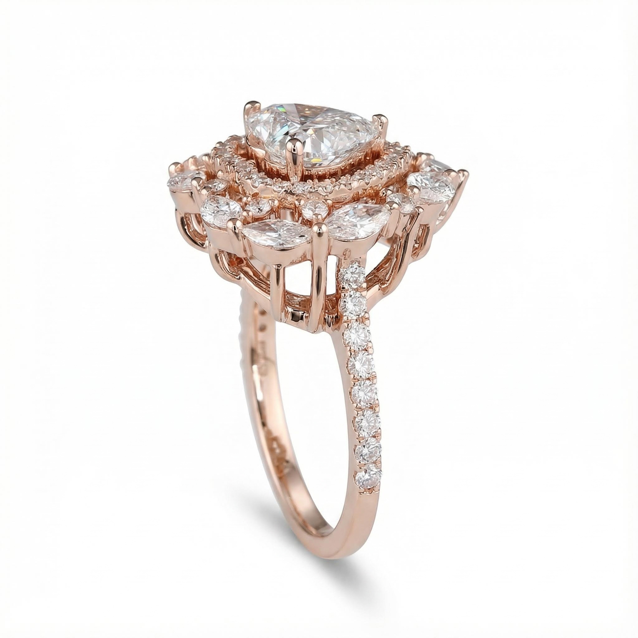 Heart Shaped Vvs Moissanite Halo Engagement Ring With Iced Out Shine - Image 5