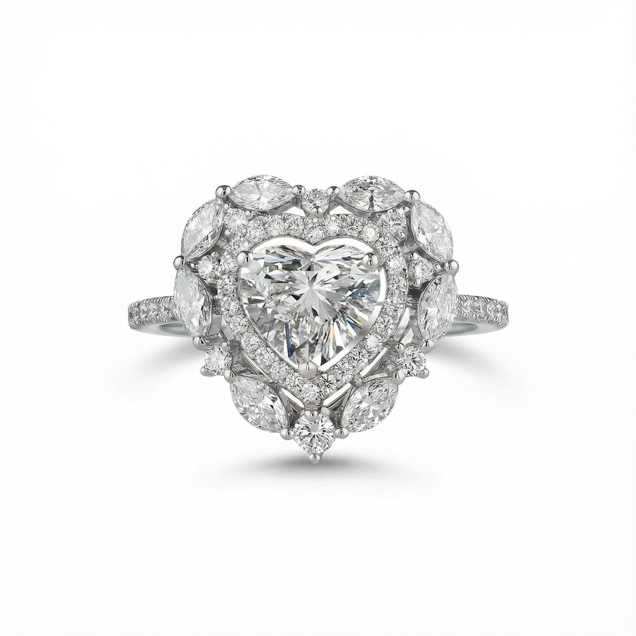 Heart Shaped Vvs Moissanite Halo Engagement Ring With Iced Out Shine - Image 7